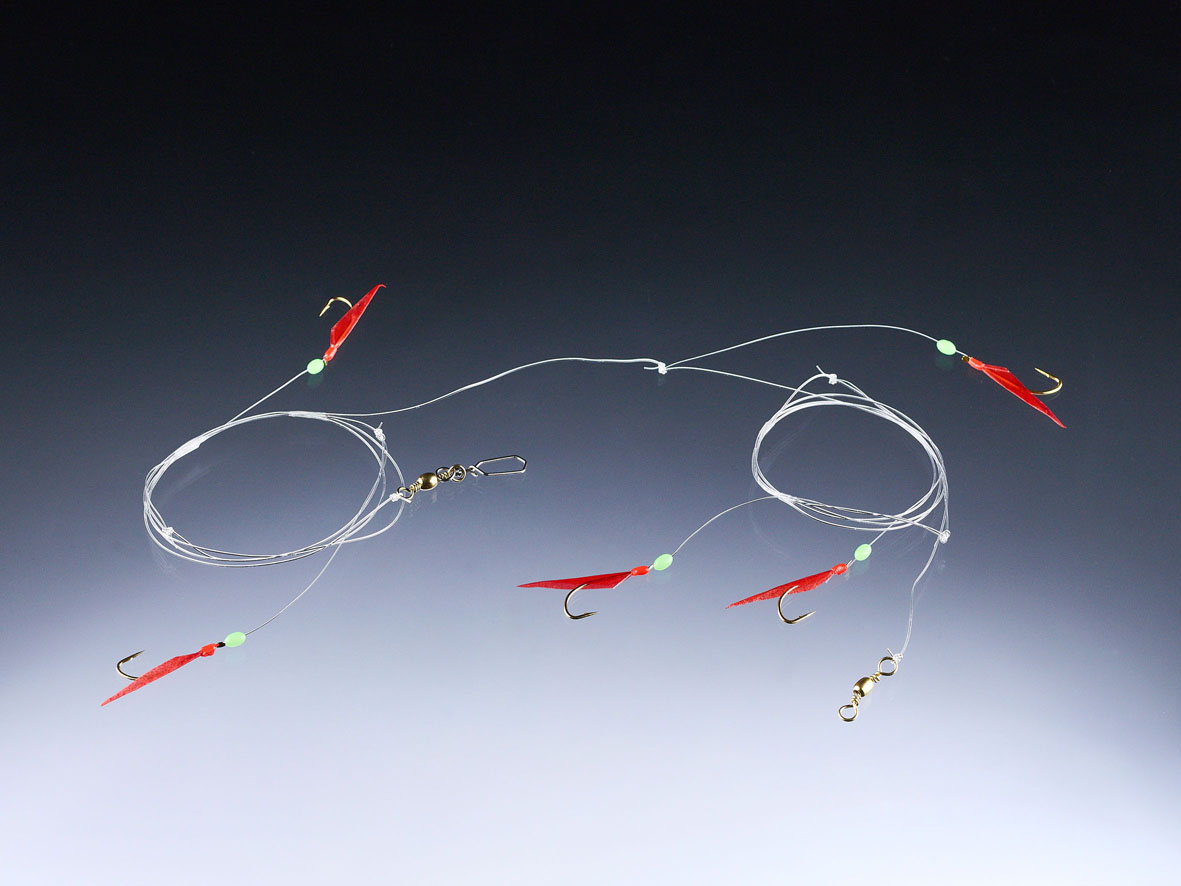 Balzer Allroundsystem Echte Fischhaut Rot 5 Haken 1,40m 2/0 4/0