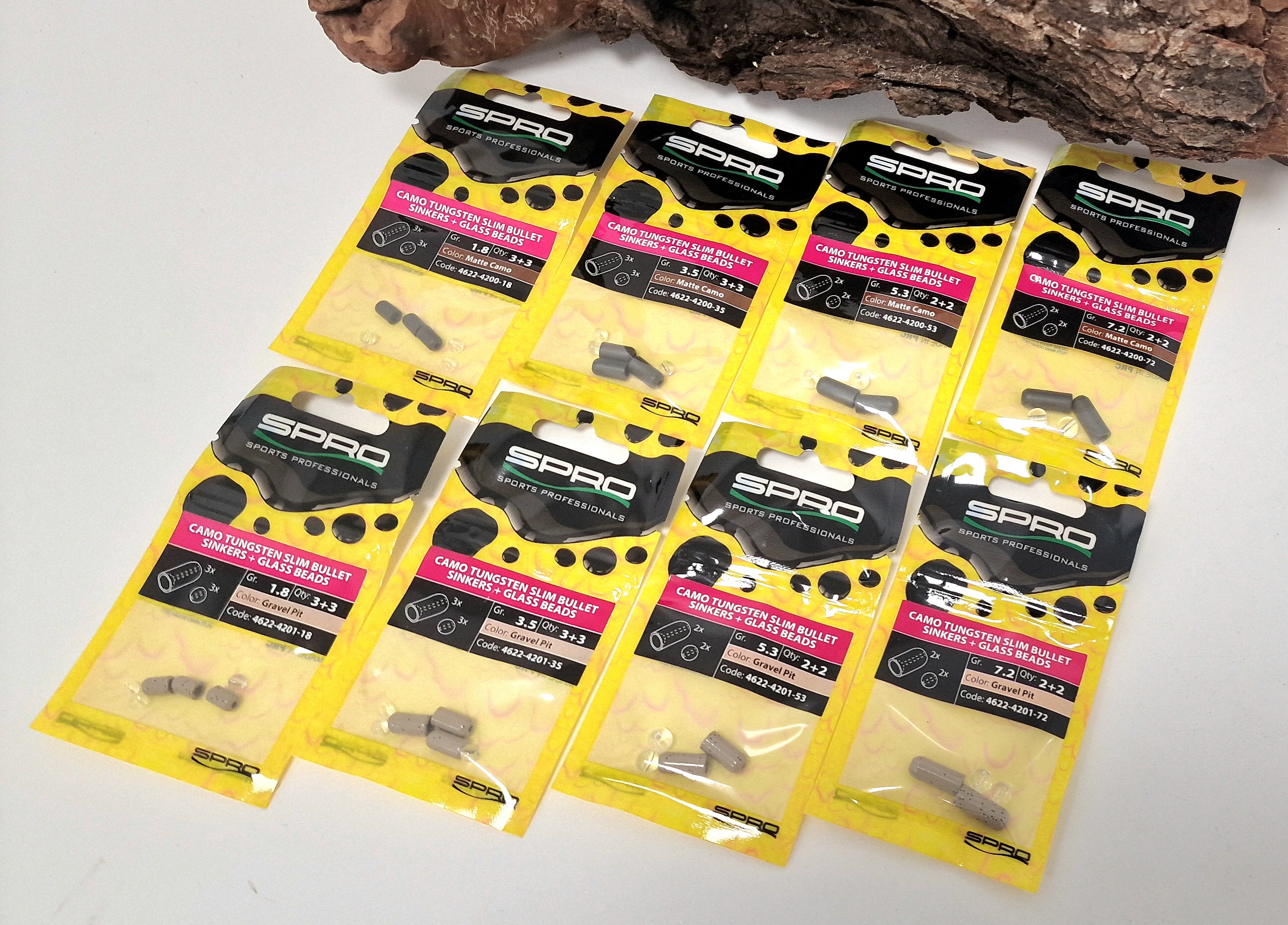 Spro Camouflage Tungsten Slim Bullet Sinkers 1,8g 3,5g 5,3g 7,2g Matte Green Gravel Pit