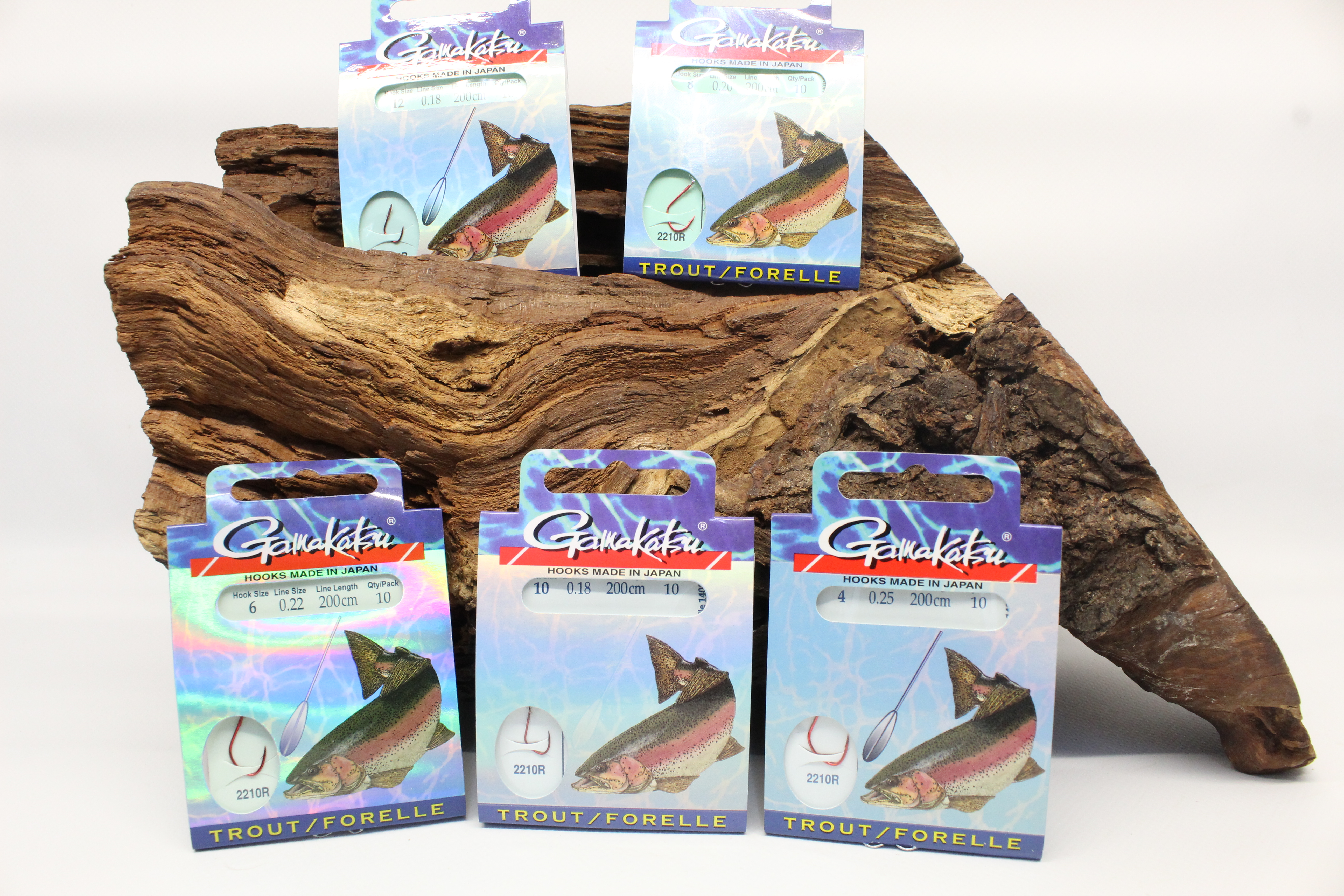 Gamakatsu LS-2210R Trout Forellenhaken Rot Gr. 4 6 8 10 12 Länge 200cm