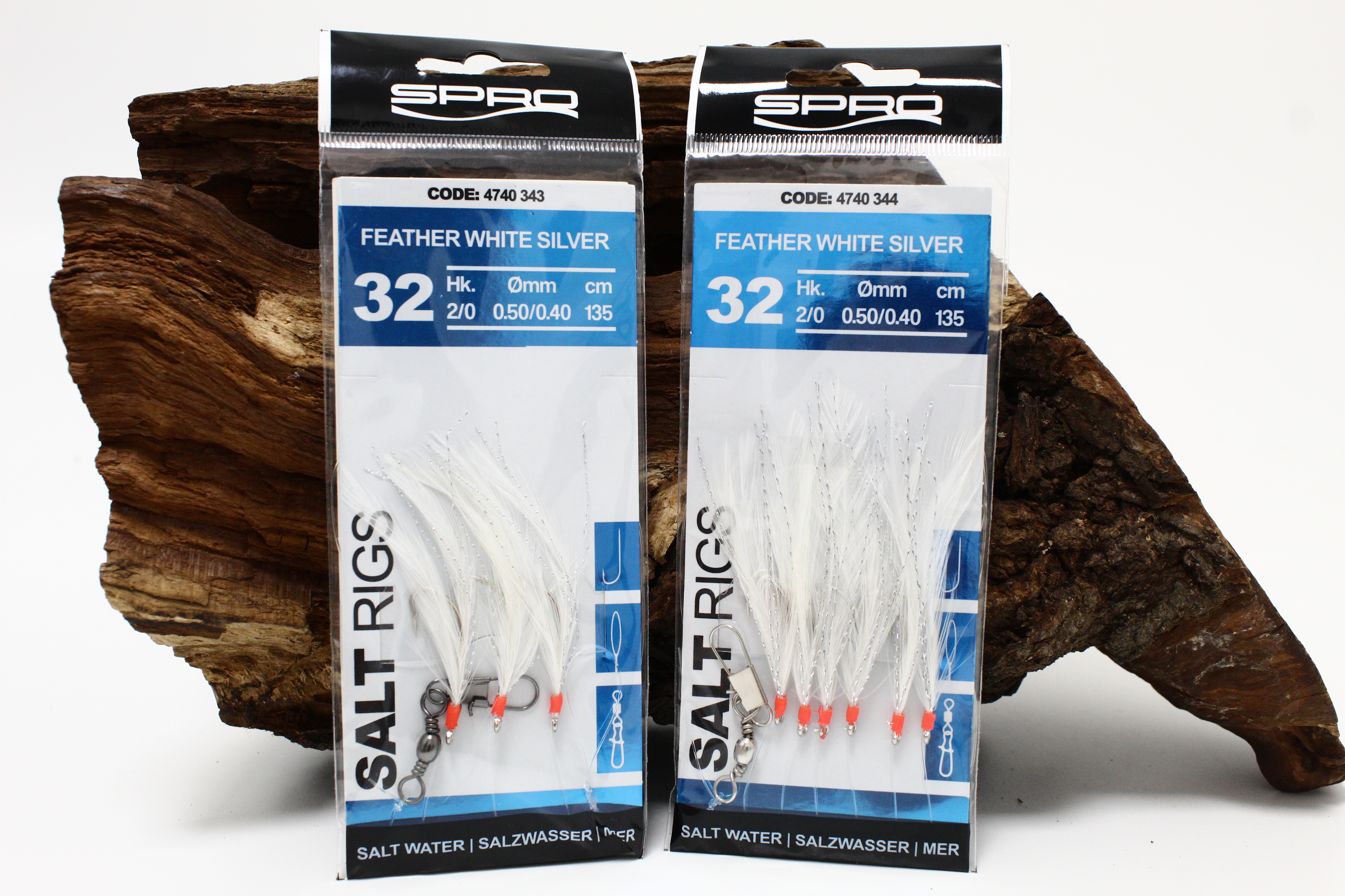 Spro Salt Rig 32 Brandungsvorfächer Feather White Silver Gr. 2/0 3 Haken 6 Haken 135cm