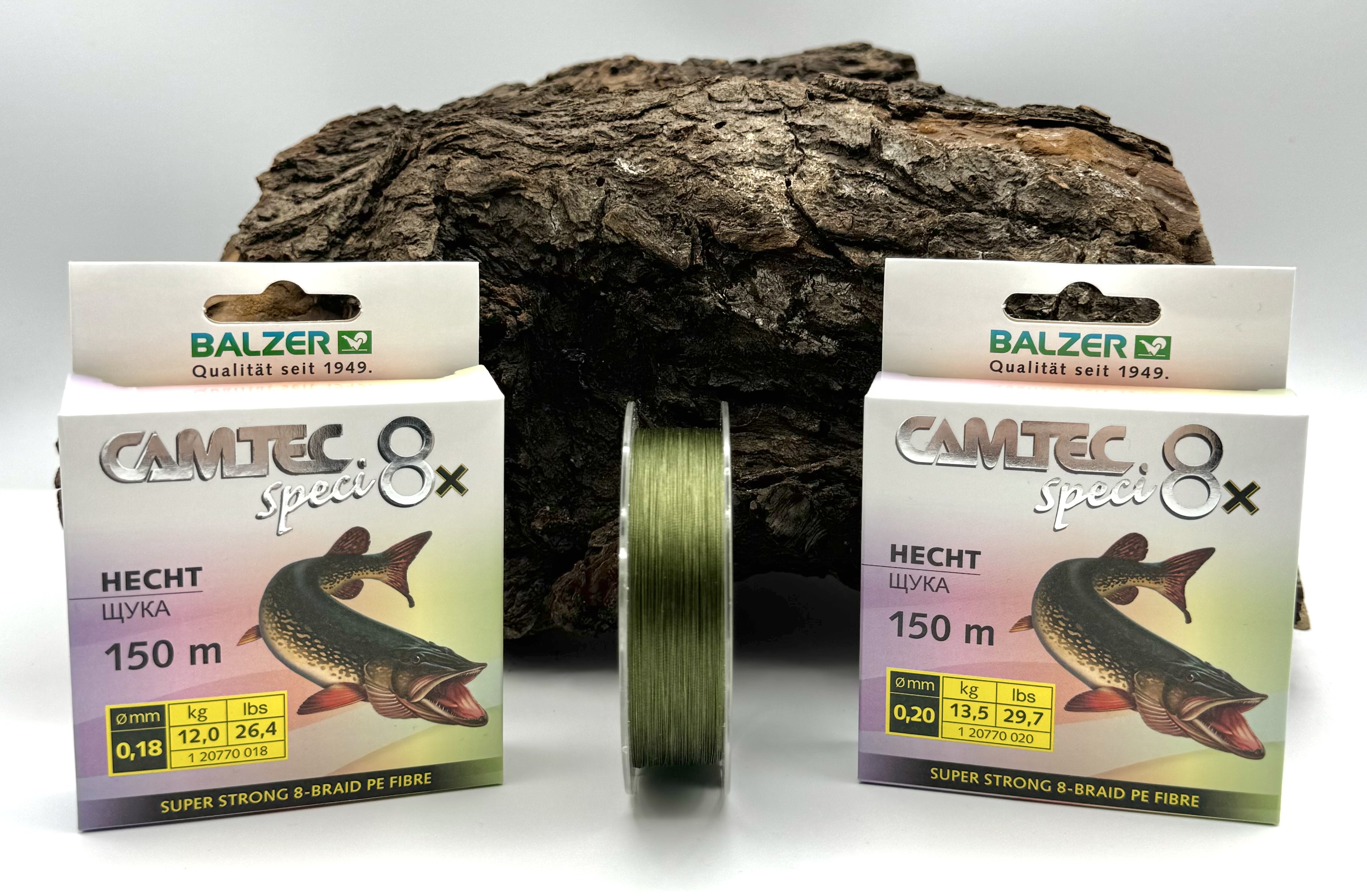 Balzer Camtec Speci 8x geflochtene Schnur Hecht 0,18mm 0,20mm 150m Dunkelgrün