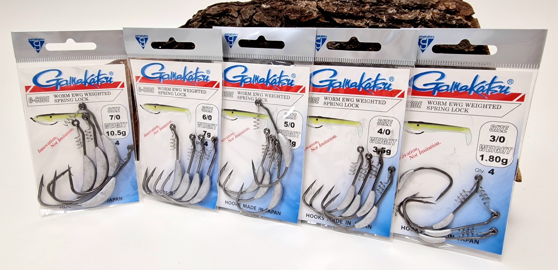 Gamakatsu Worm EWG Superline Spring Lock Weighted Gr. 3/0 4/0 5/0 6/0 7/0 je 4 Stück