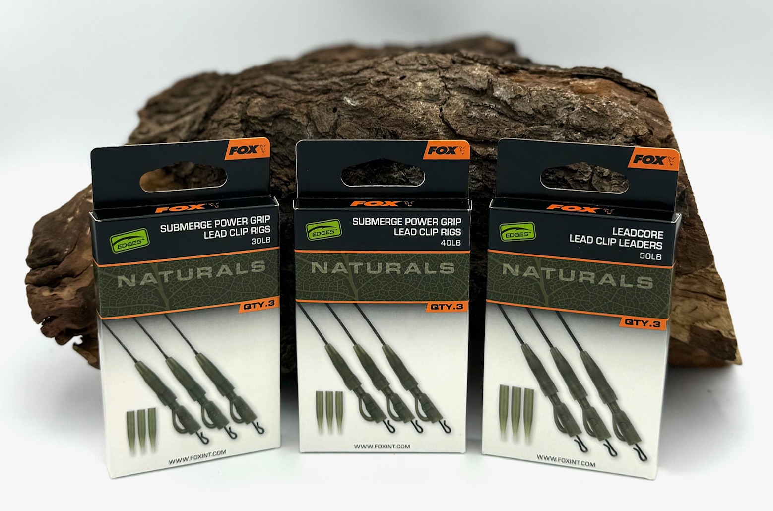 Fox Edges Naturals Submerge Power Grip / Leadcore Lead Clip Rigs / Leaders 30lb 40lb 50lb