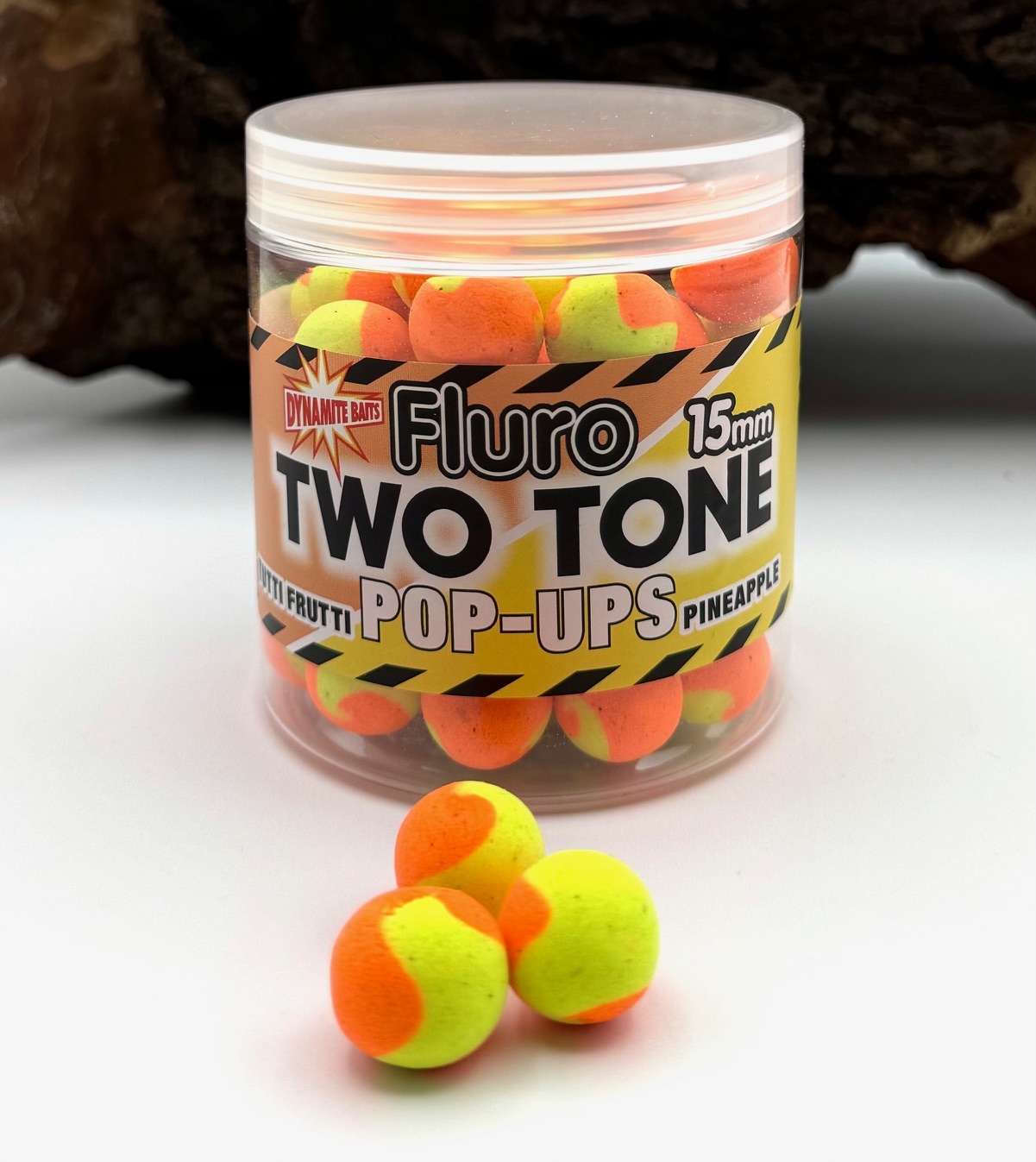 Dynamite Baits Fluro Two Tone Pop Ups Tutti Frutti Pineapple 15mm 70g
