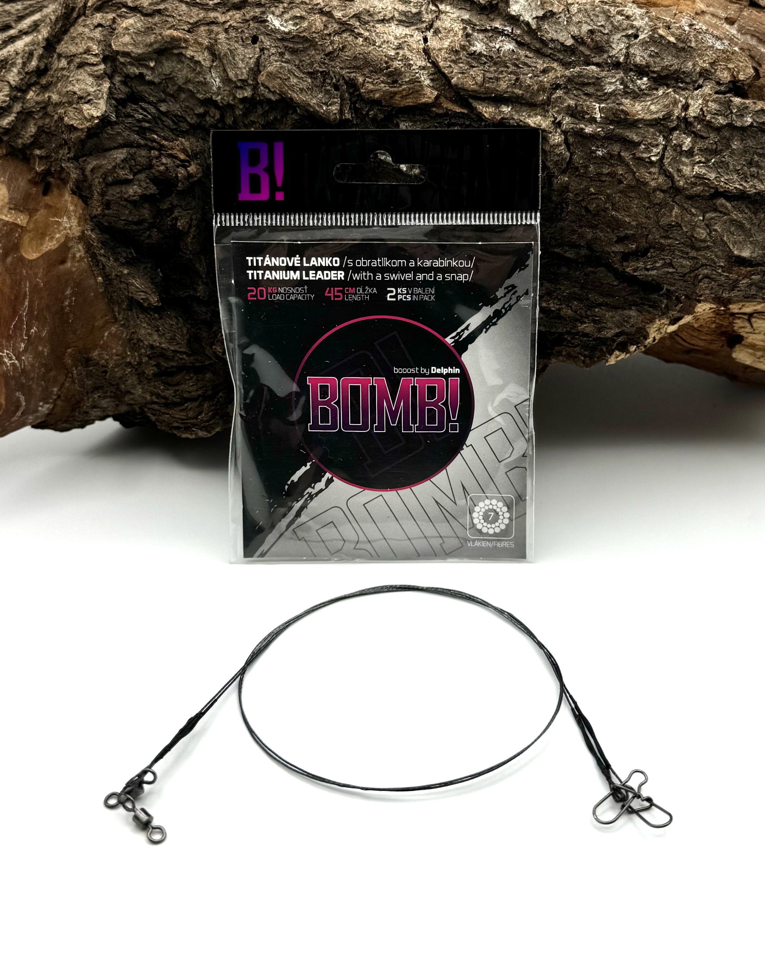 Delphin Titanium Leader 1x7 BOMB! Titanvorfach 20kg 45cm