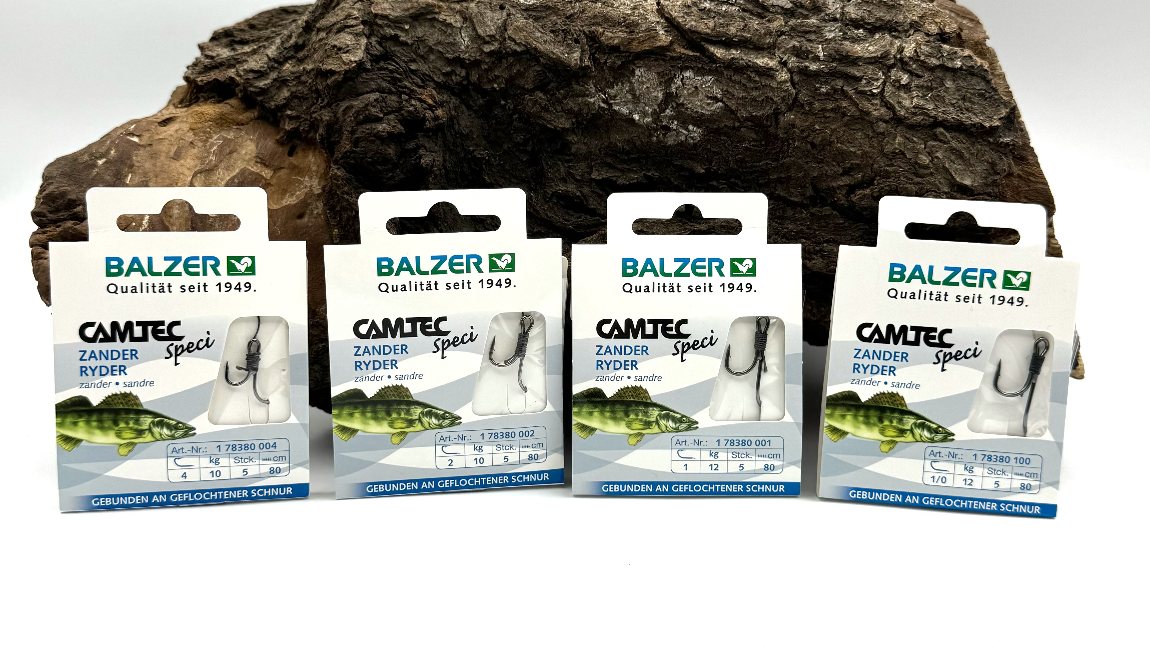 Balzer Camtec Speci Zander Ryderhaken geflochtener Schnur 80cm Vorfach Gr 1/0 1 2 und 4