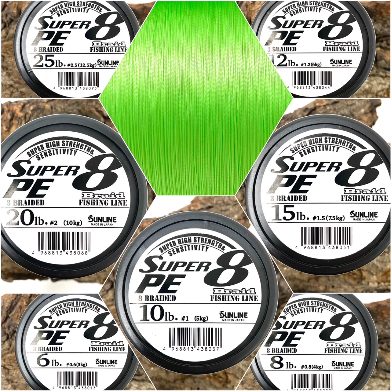 SUNLINE New Super PE 8 Braid Light Green Made in Japan! je 10m 7 Stärken Grün