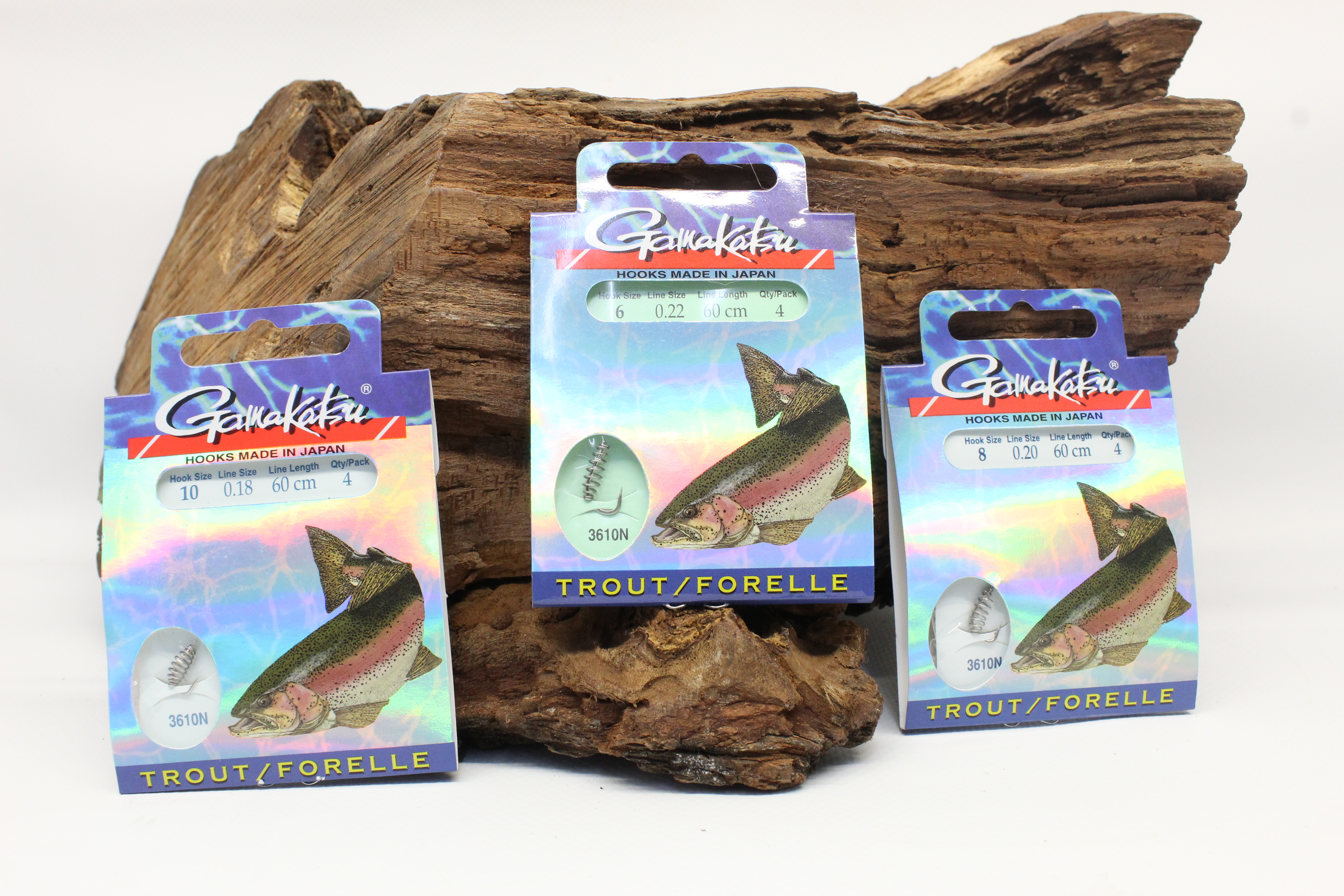 Gamakatsu SPL-3610N Trout Forellenhaken mit Spirale Silber Gr. 2 4 6 8 10 Länge 60cm