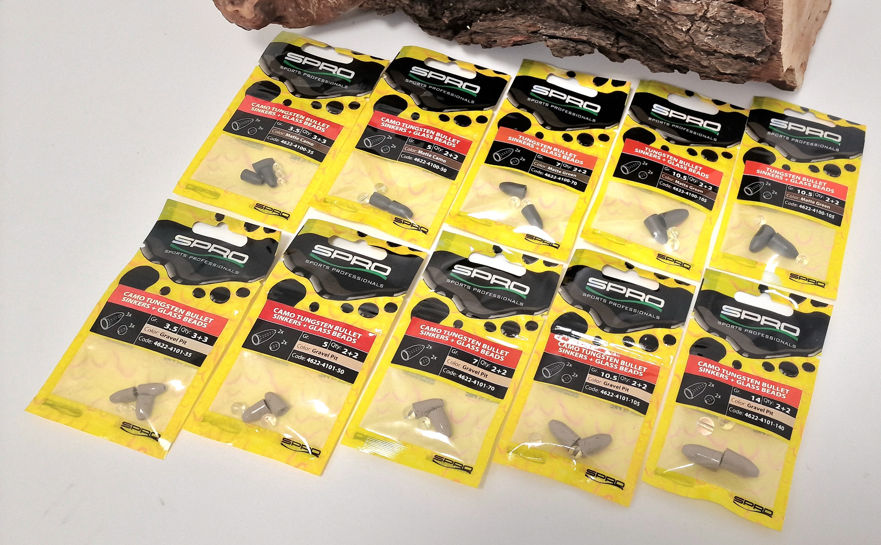 Spro Camouflage Tungsten Bullet Sinkers 3,5g 5g 7g 10g 14g Matt Green Gravel Pit