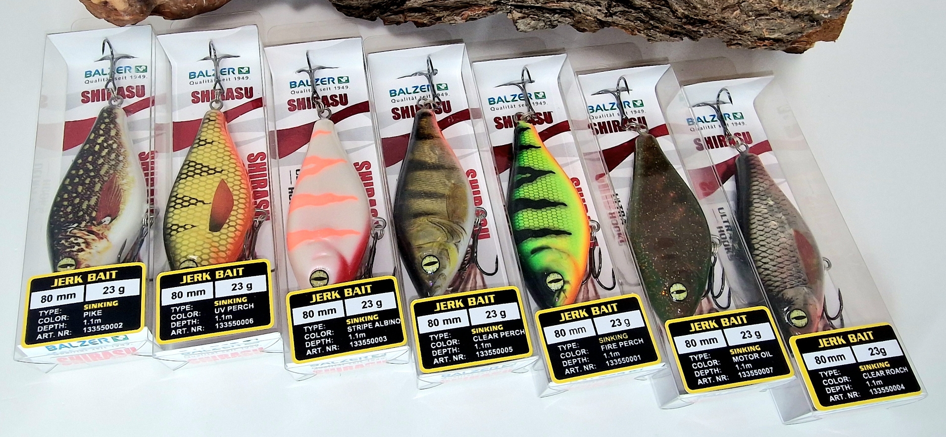 Balzer Shirasu Jerk Bait 8cm 23g langsam sinkend 7 Farben Albino Perch Pike usw.