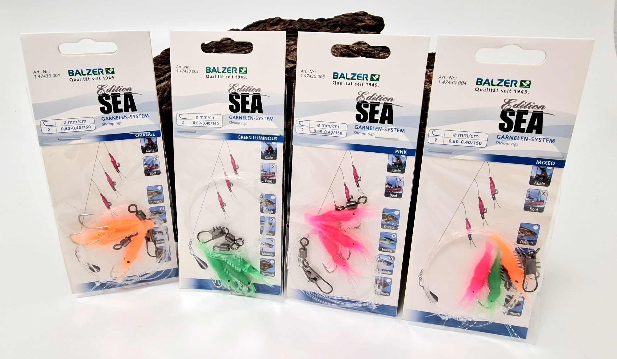 Balzer Makrelensystem Garnelen Orange Luminous Pink Mixed 3 Haken 1,50m