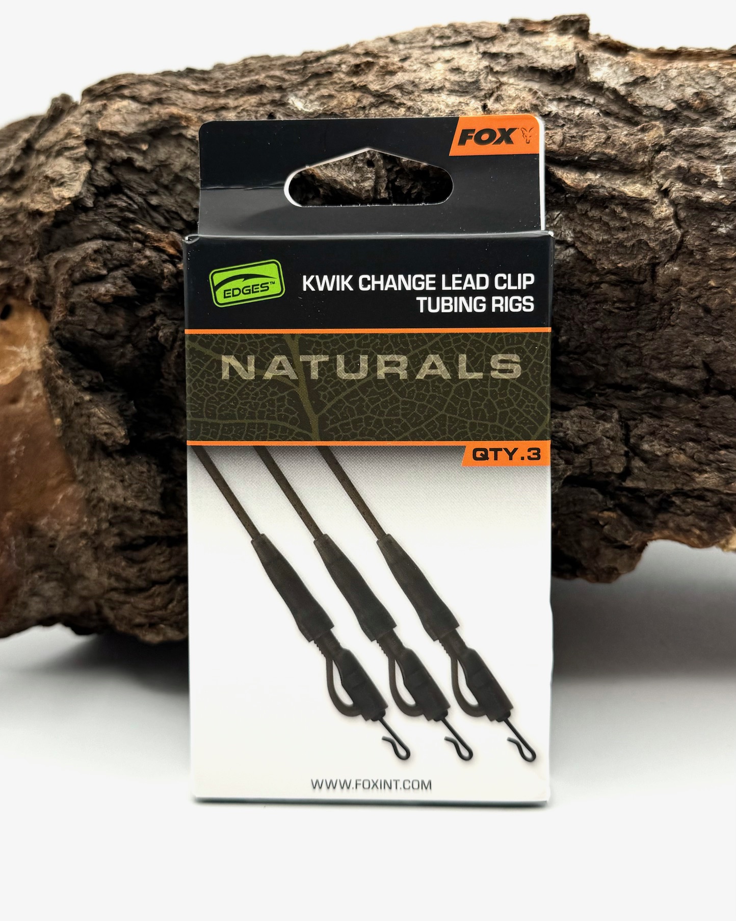 Fox Carp Edges Naturals Kwik Change Lead Clip Tubing Rigs 3 Stück