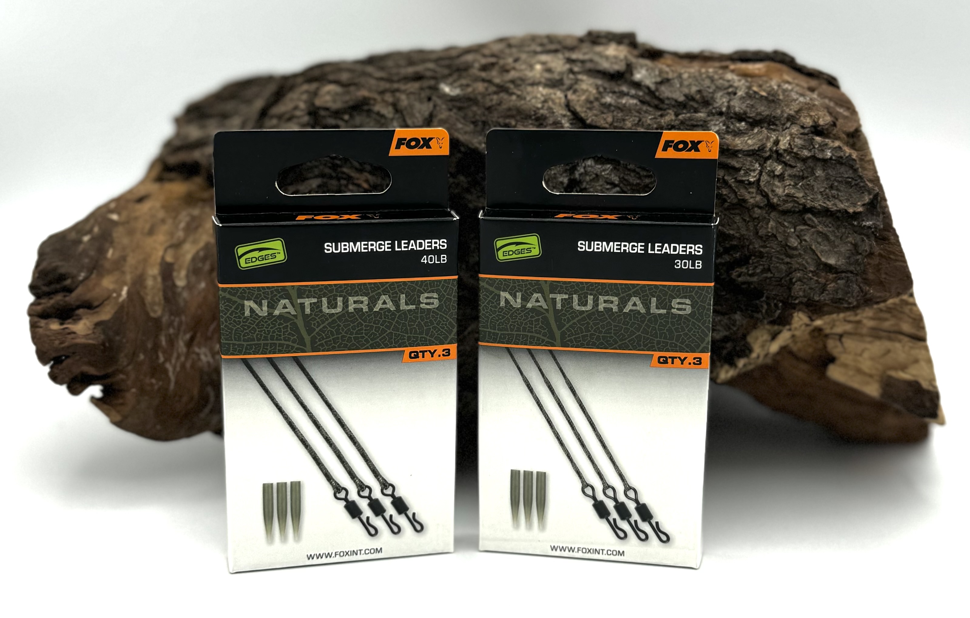 Fox Edges Naturals Submerge Leaders 30lb 40lb 3 Stück