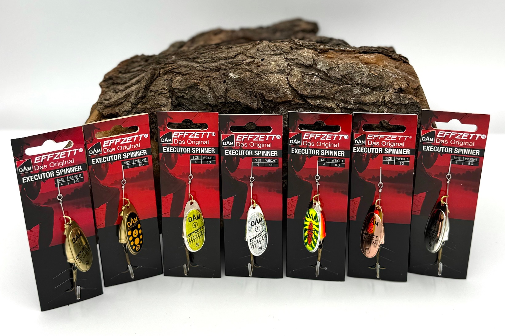 DAM Effzett Executor Spinner 8g Silber Gold Kupfer Reflex Fireshark Blacky Red ABVERKAUF