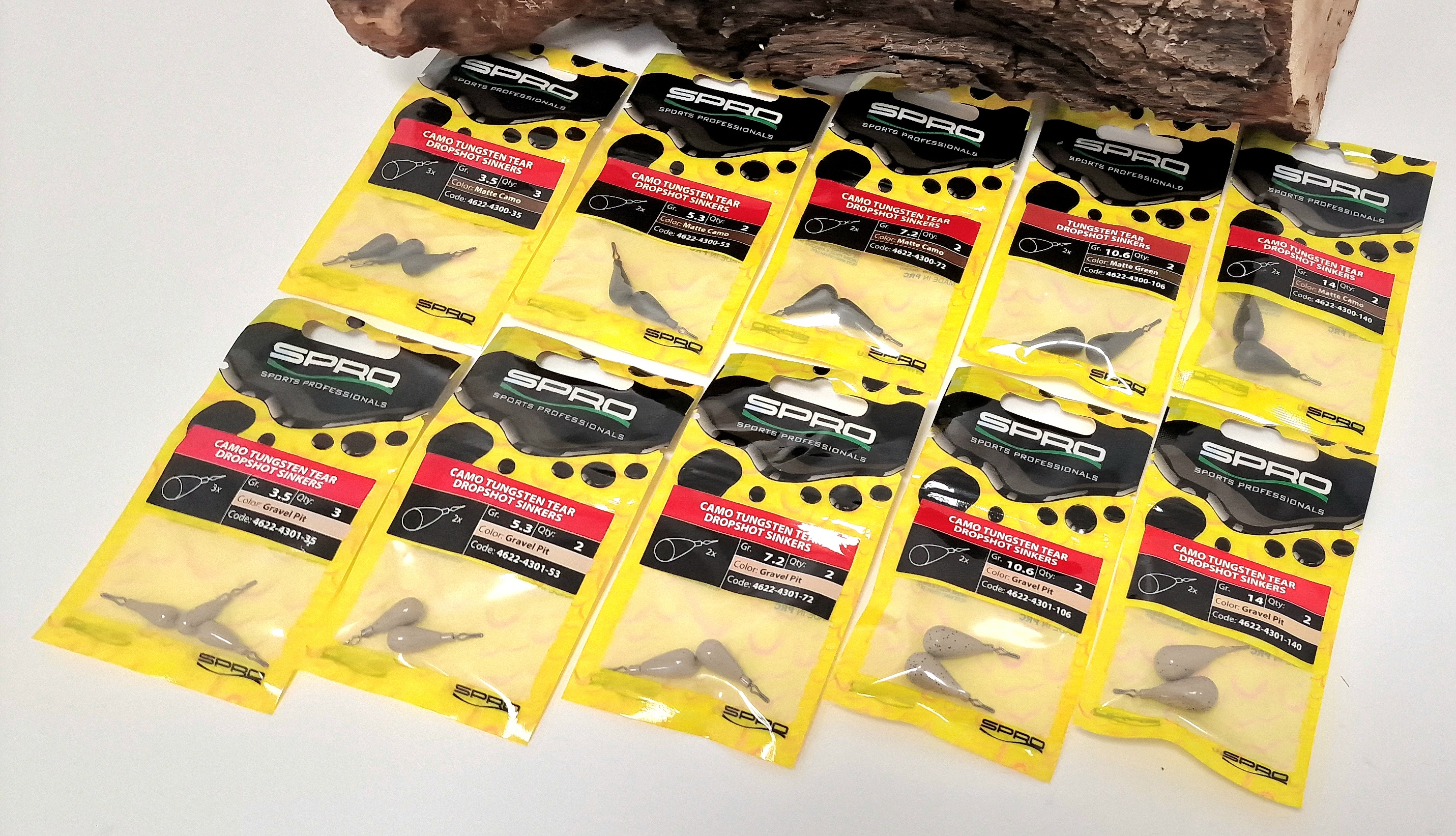 Spro Camouflage Tungsten Tear DS Sinkers 3,5g 5,3g 7,2g 10,6g 14g Matte Green Gravel Pit Dropshotble