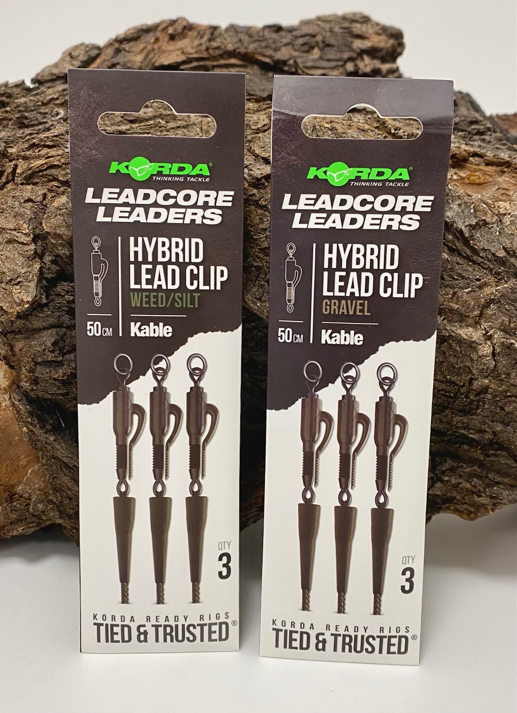 Korda Kable Leadcore Leader Hybrid Lead Clip Gravel Weed/Silt 50cm