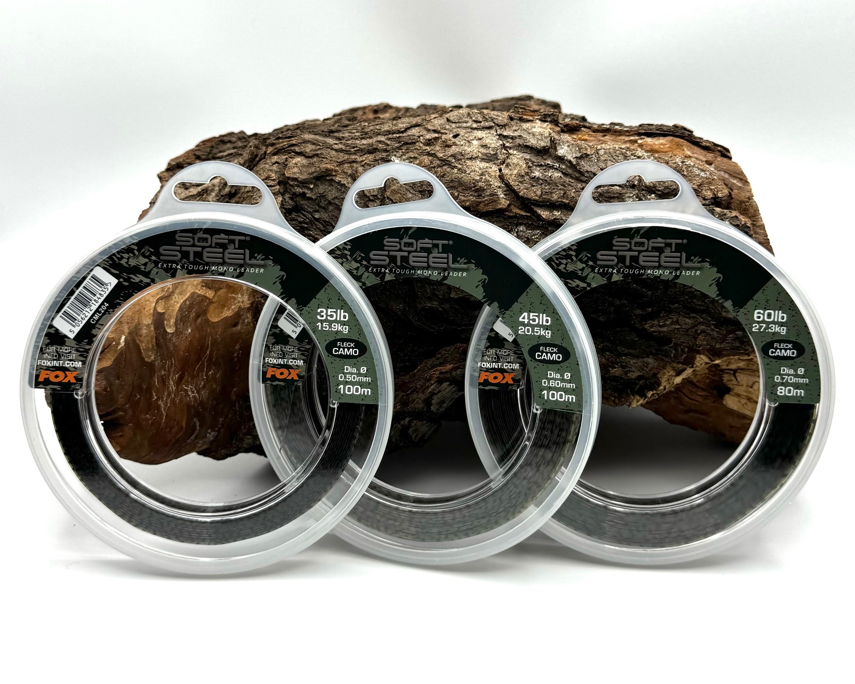 Fox Soft Steel Mono Leader Fleck Camo 35lb 45lb 60lb