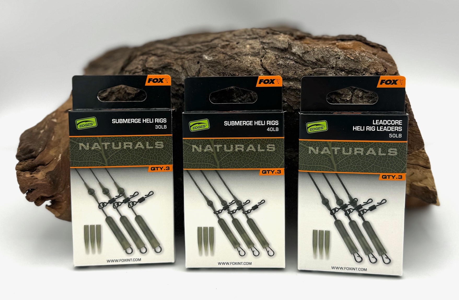 Fox Edges Naturals Submerge / Leadcore Heli Rig Leaders 30lb 40lb 50lb