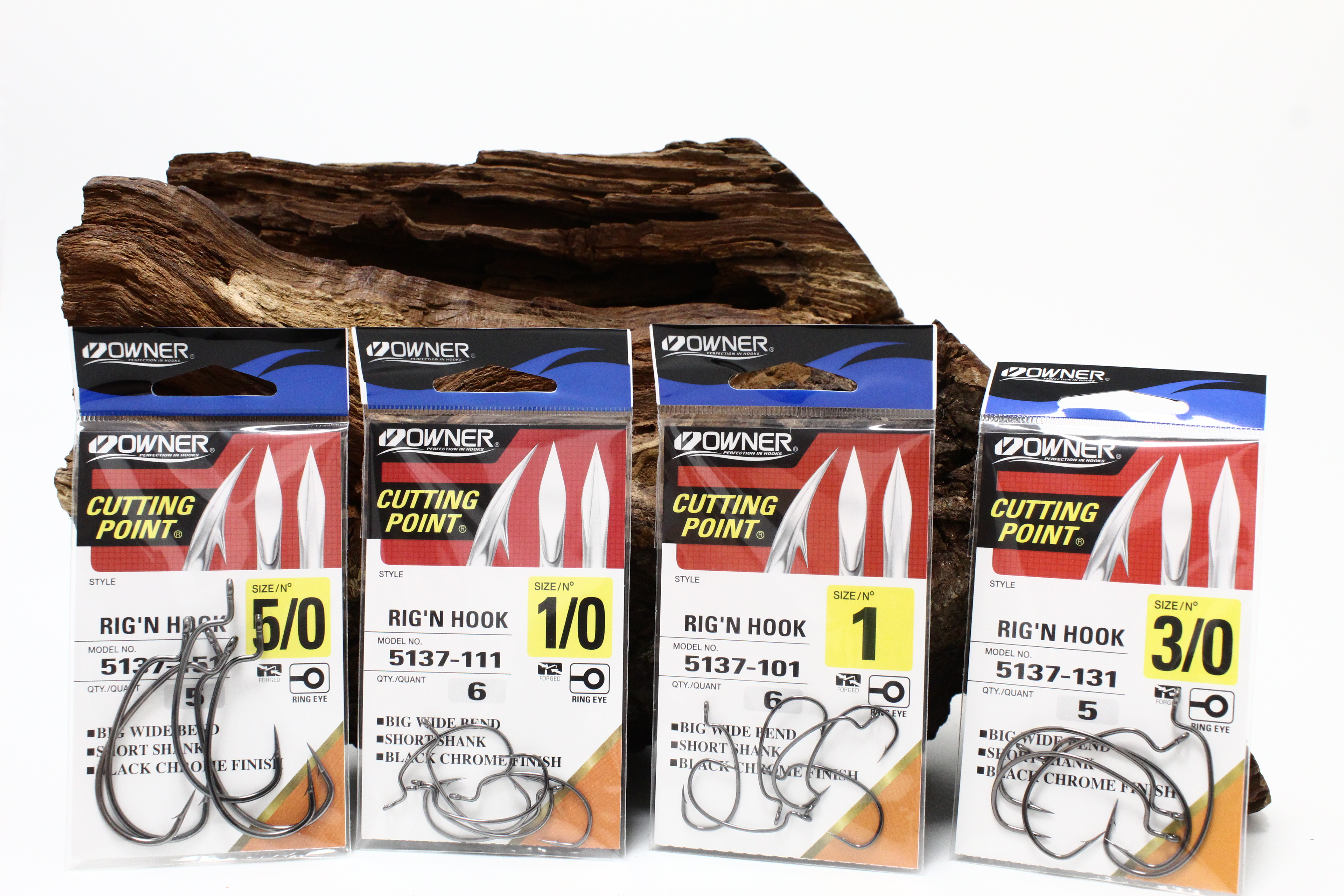 Owner 5137 Rig`n Hook Schwarz-Chrom Gr. 1 2 1/0 3/0 5/0