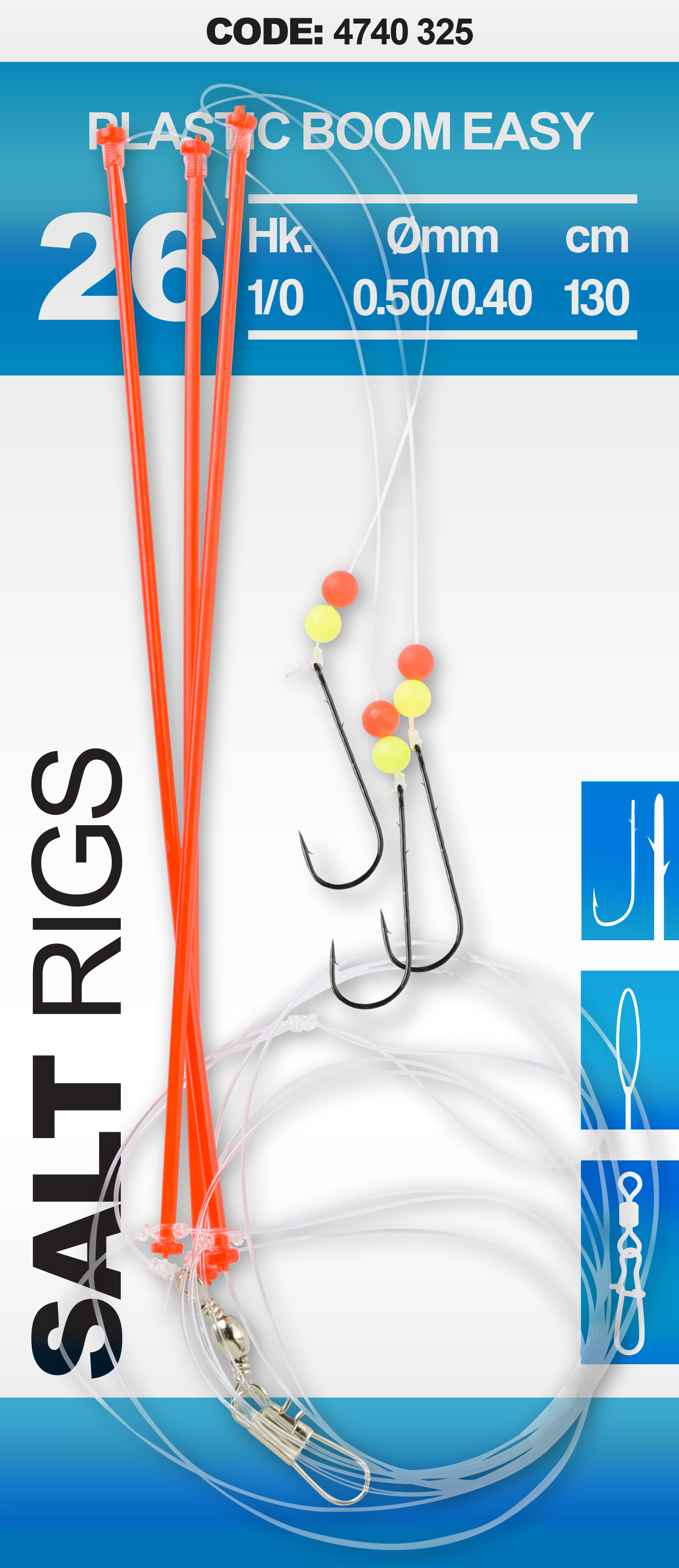 Spro Salt Rig 26 Brandungsvorfächer Plastic Boom Easy Gr. 1/0 1 2 4 6 130cm