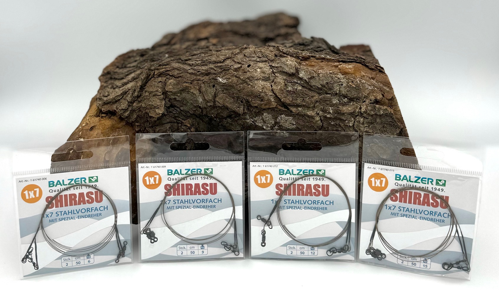 Balzer Shirasu 1x7 Niroflex Stahlvorfach mit Spezial Eindreher 50cm 6kg 9kg 12kg 15kg 2 Stück