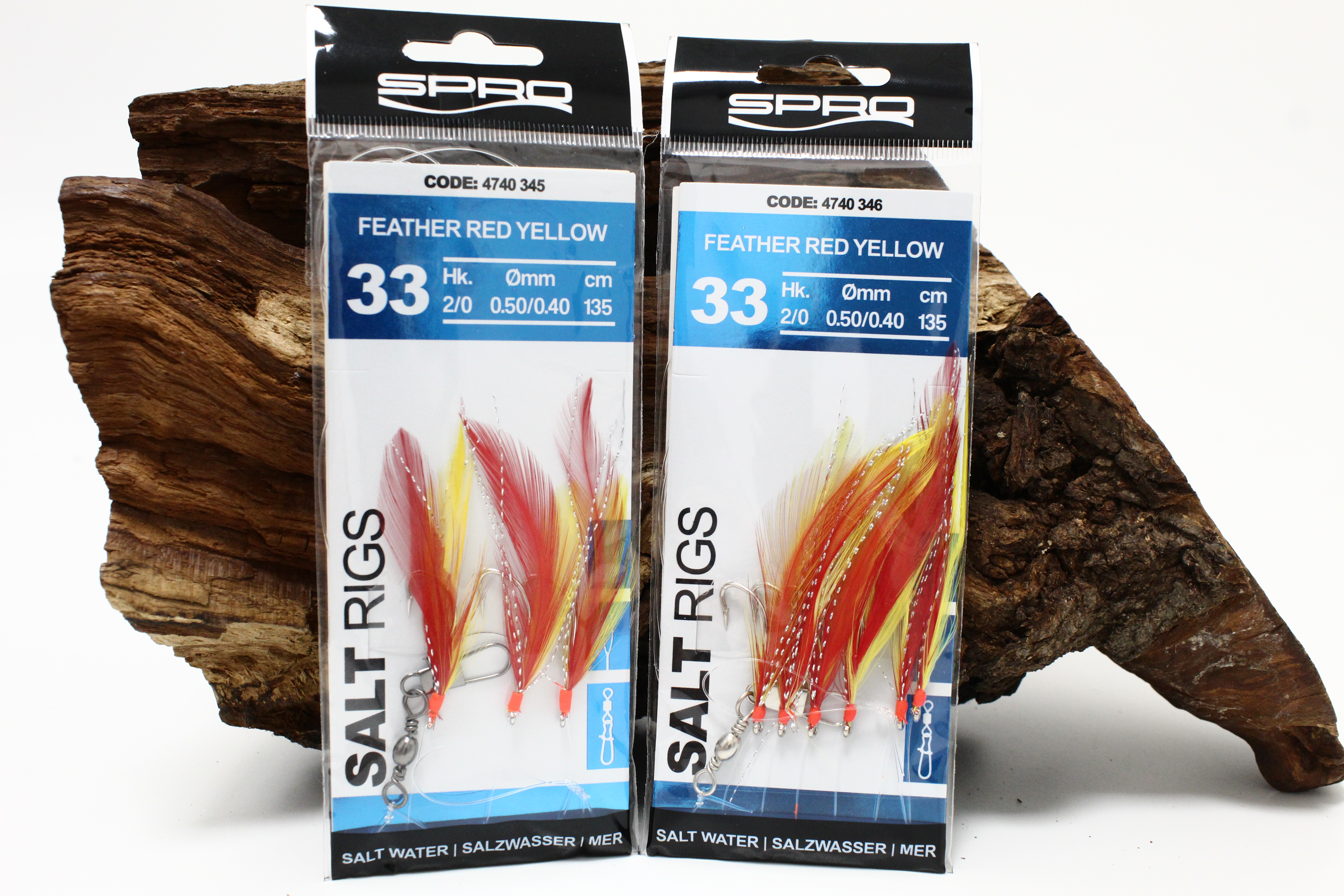 Spro Salt Rig 33 Brandungsvorfächer Feather Red Yellow Gr. 2/0 3 Haken 6 Haken 135cm