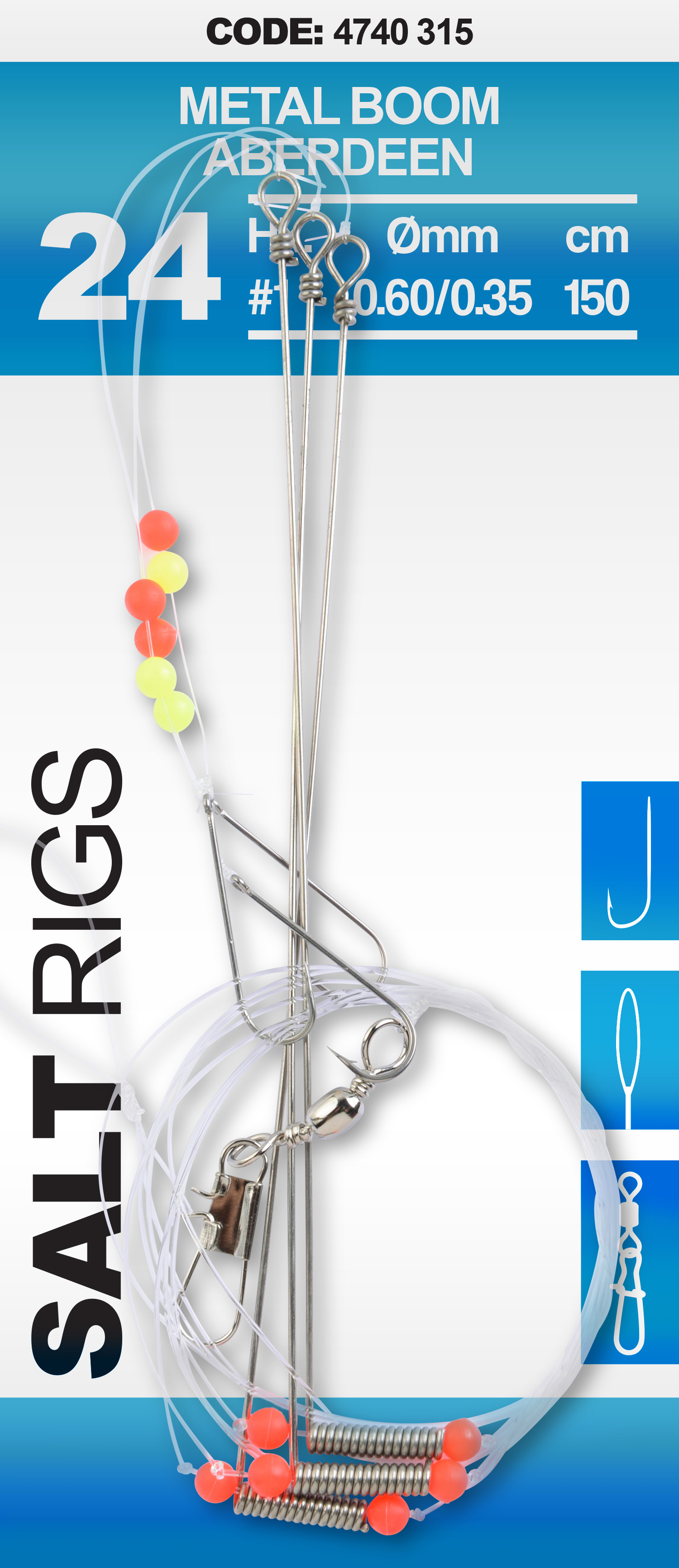 Spro Salt Rig 24 Brandungsvorfächer Metal Boom Gr. 1 2 4 6 8 150cm