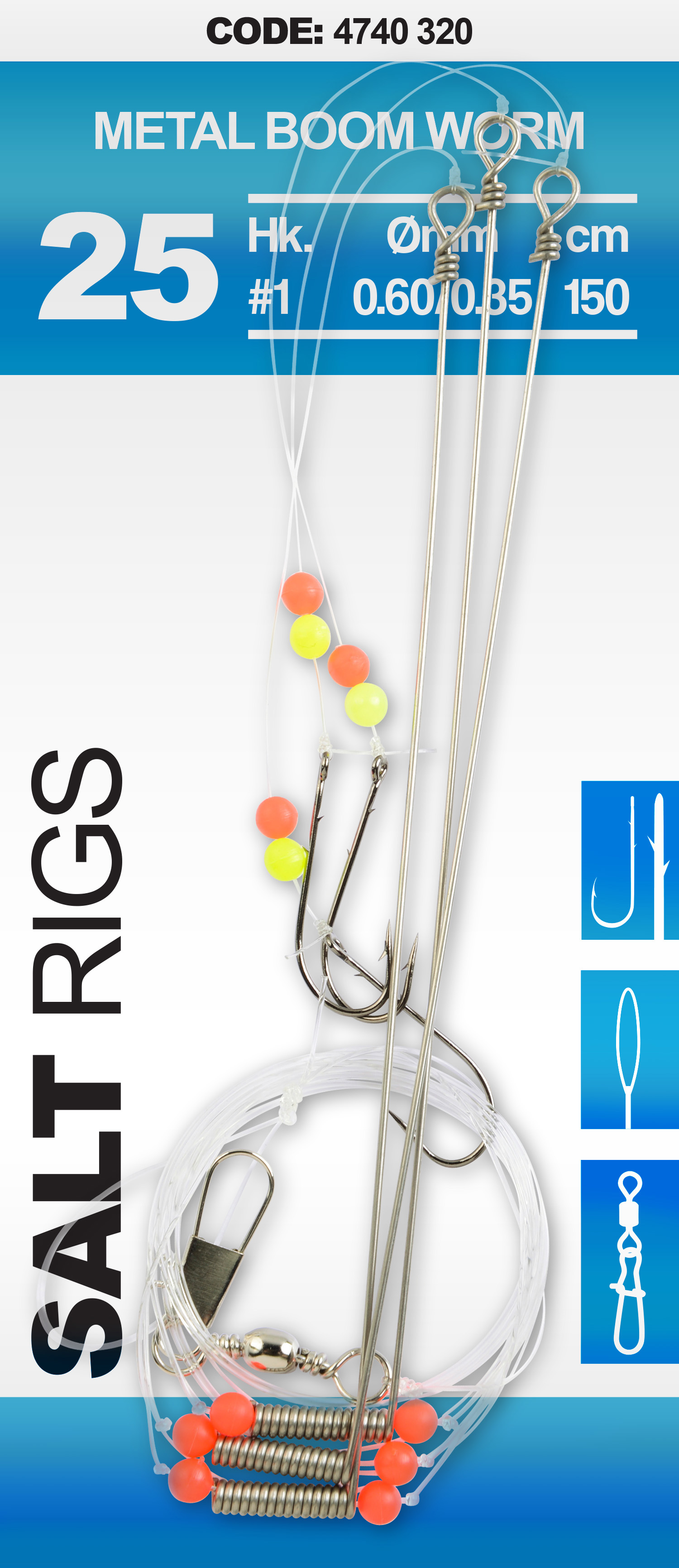 Spro Salt Rig 25 Brandungsvorfächer Metal Boom Worm Gr. 1 2 4 6 8 150cm