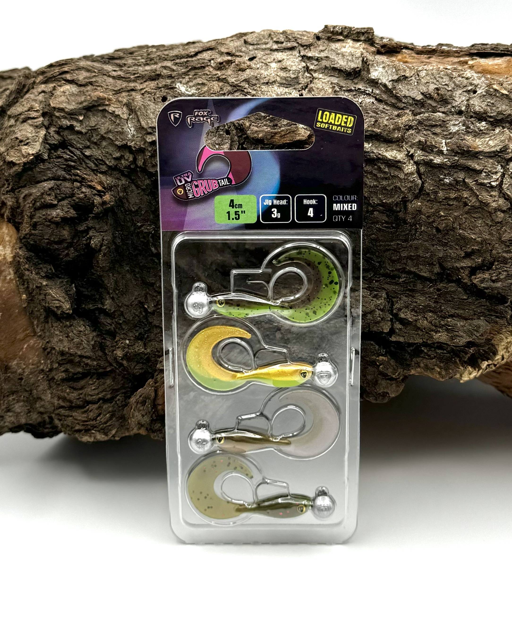 Fox Rage Ultra UV Micro Grub Tail Loaded Lure Pack 4cm 3g