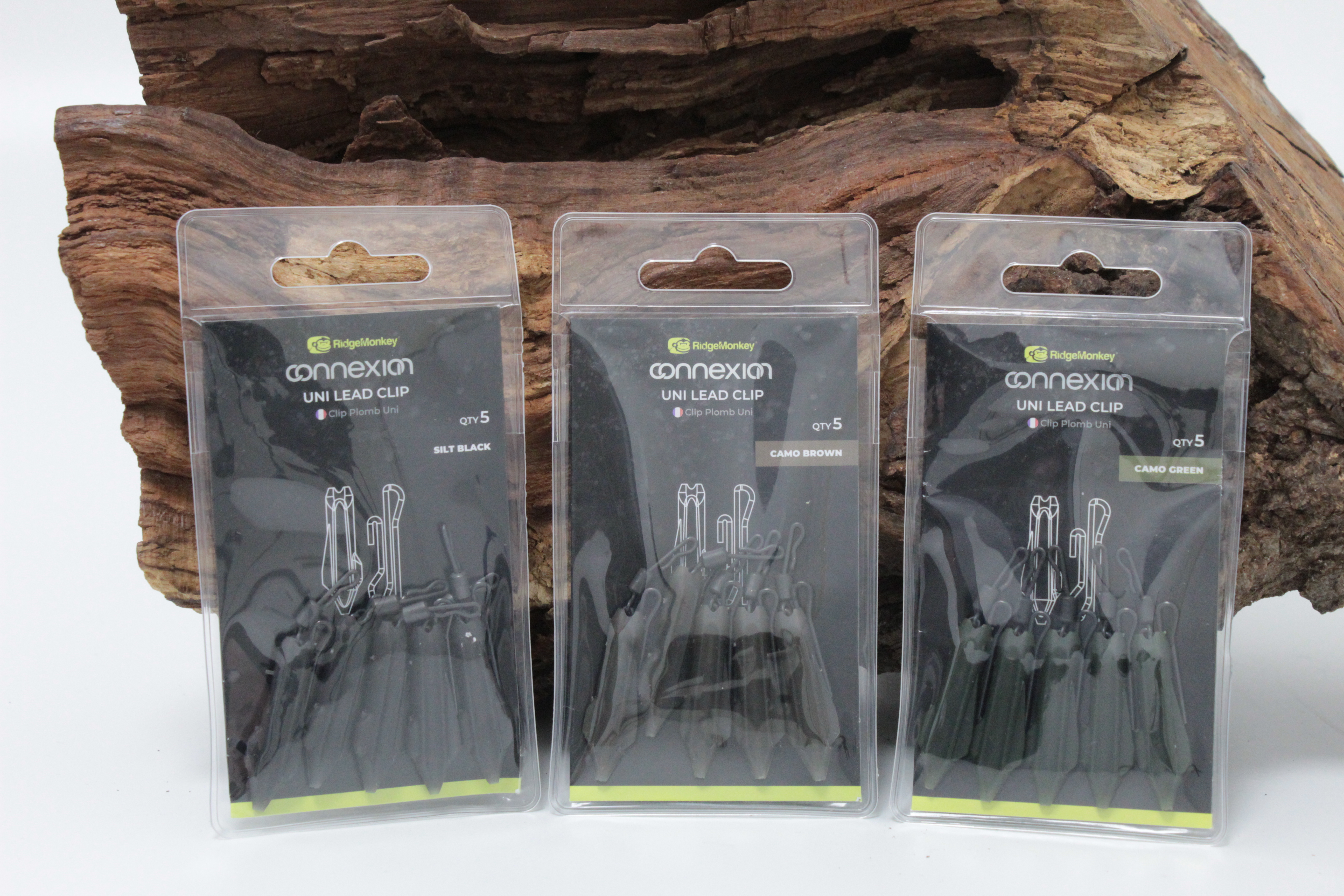 RidgeMonkey Uni Lead Clip Silt 5 Stück Karpfen Black Camo Green Camo Brown