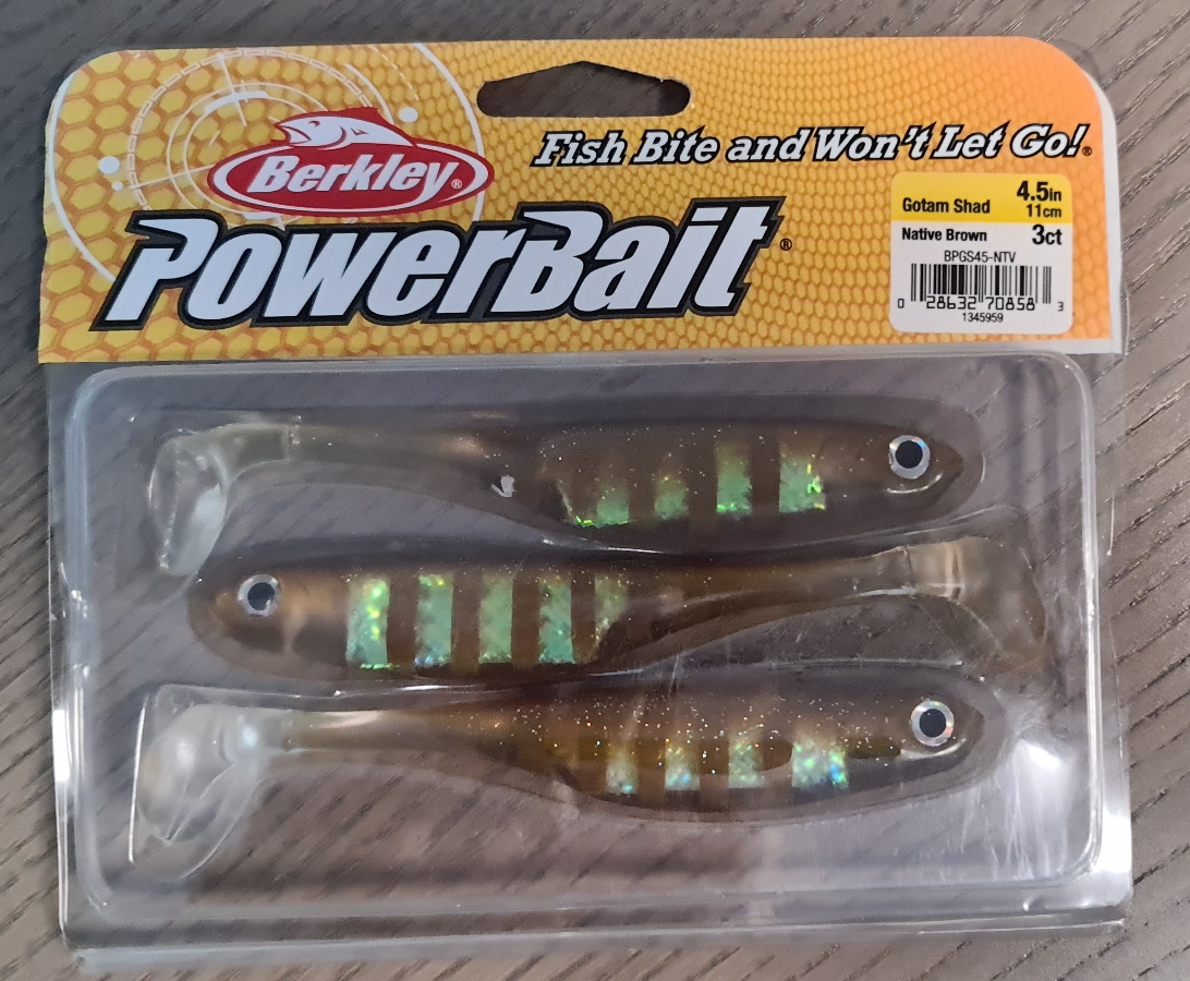 Berkley Powerbait GOTAM SHAD 4.5IN - NATIVE BROWN 3 Stück ABVERKAUF