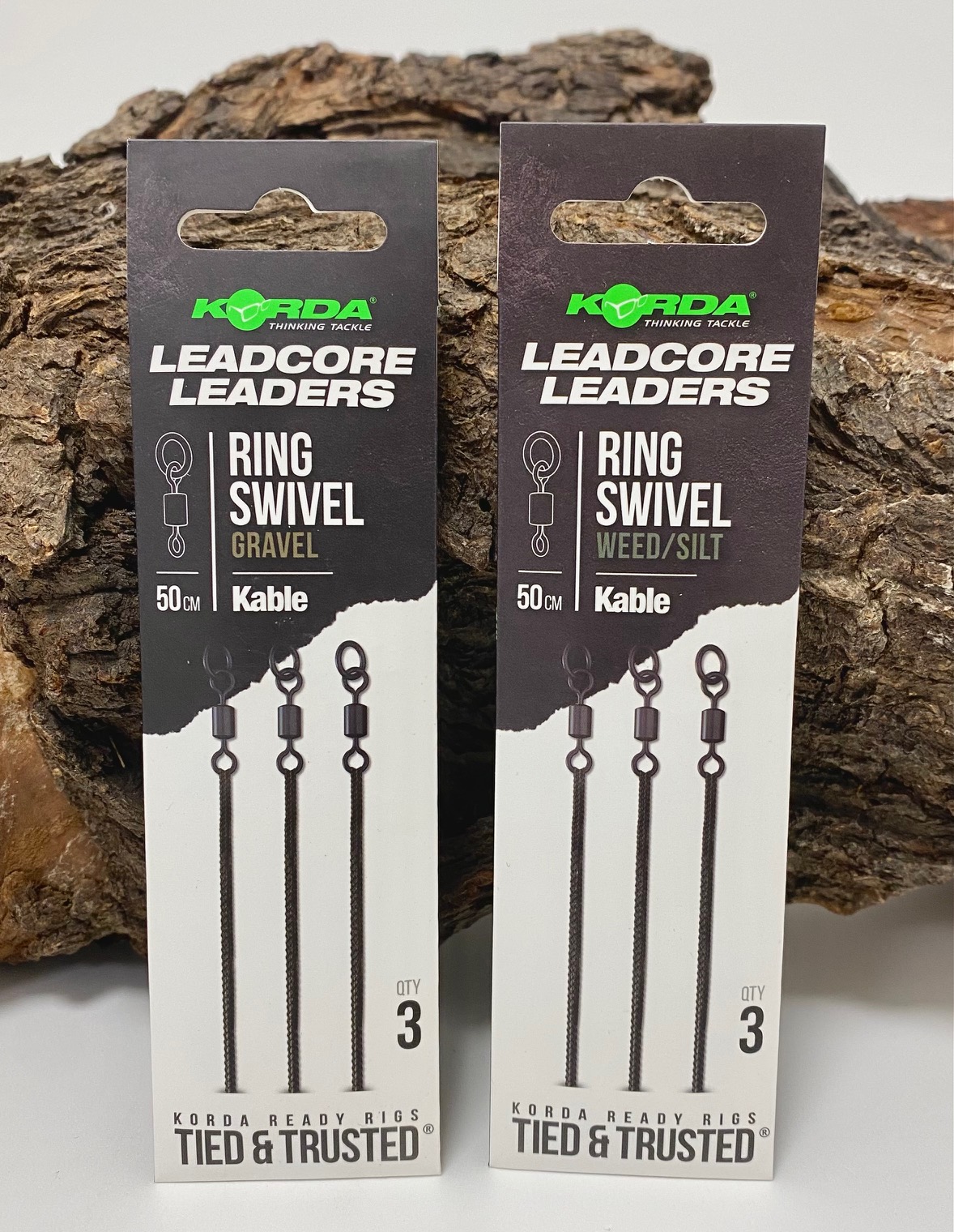 Korda Kable Leadcore Leader Ring Swivel Gravel Weed/Silt 50cm