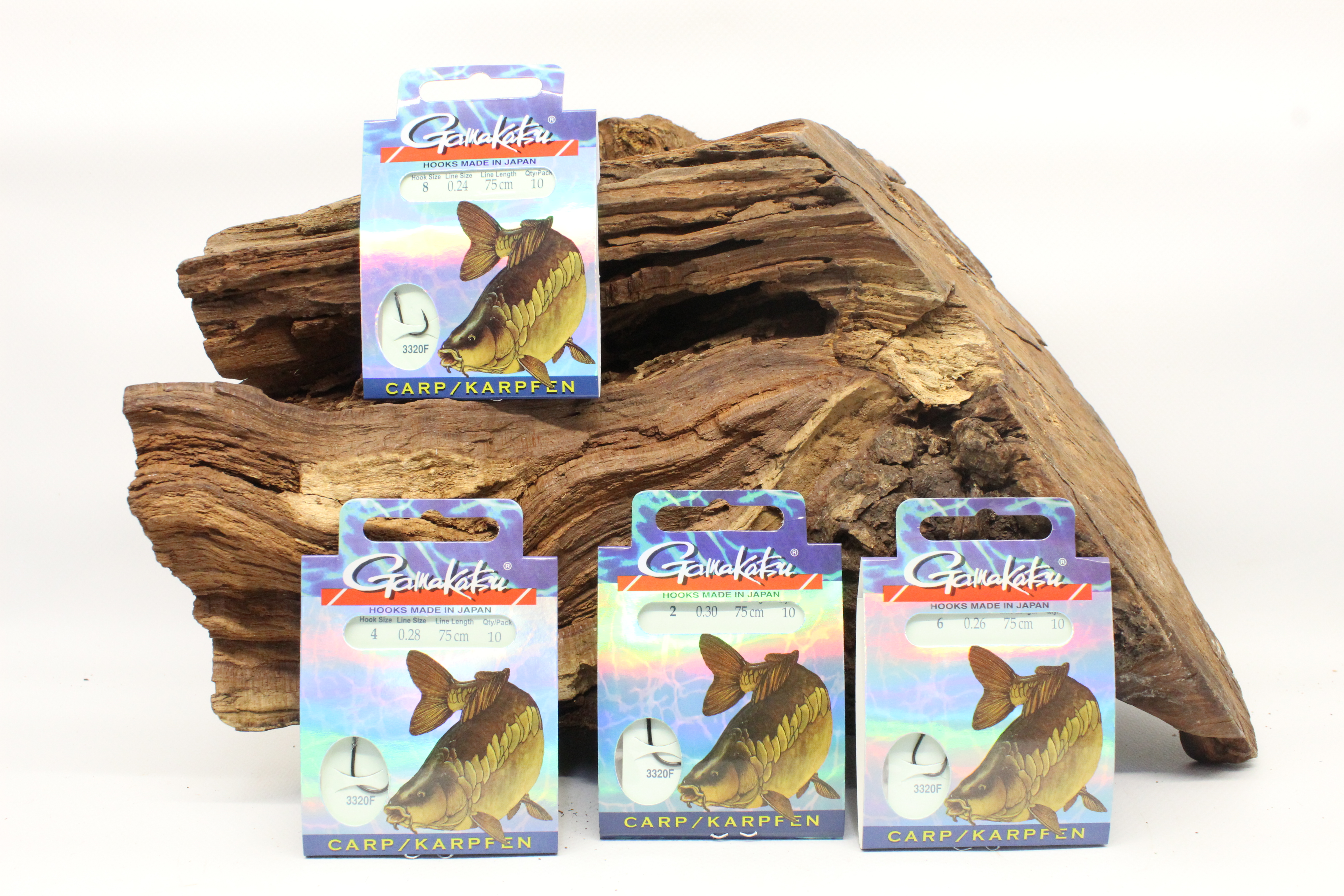 Gamakatsu 3320F Carp/Karpfenhaken Schwarz Gr. 1 2 4 6 8 10 Länge 75cm