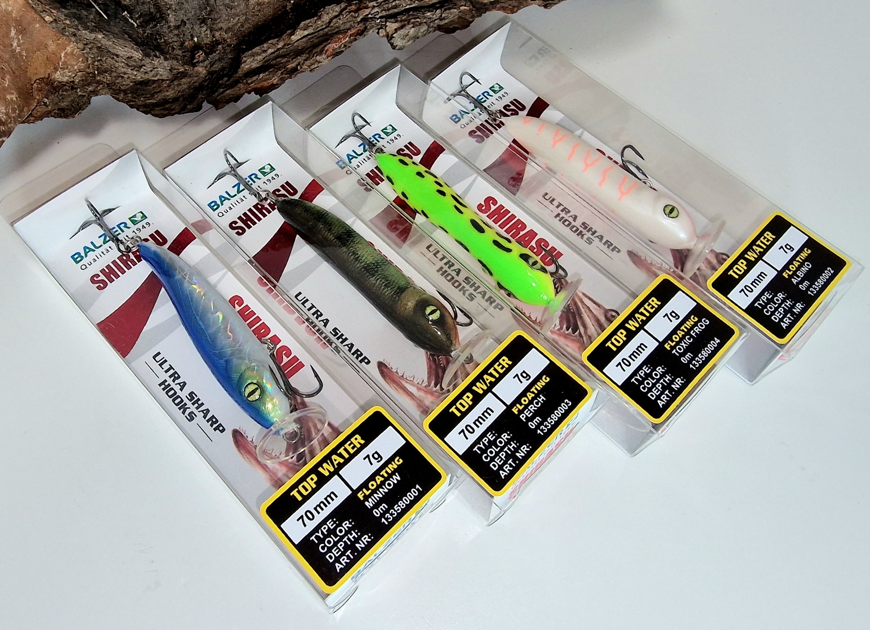 Balzer Shirasu Top Water 7cm 7g Minnow Albino UV Perch UV Toxic Frog UV