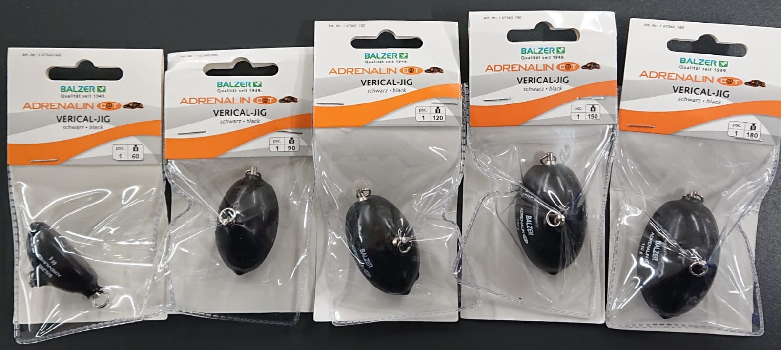 Balzer Adrenalin Cat Vertikalblei Schwarz Silikonbeschichtet Black 60g 90g 120g 150g 180g