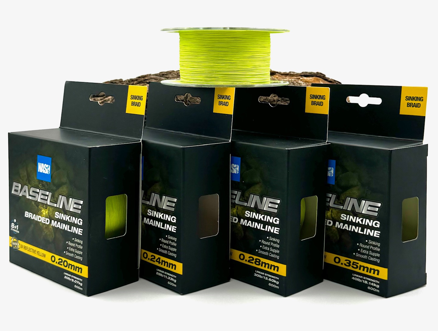 Nash Baseline Sinking Braid UV Yellow sinkend 600m