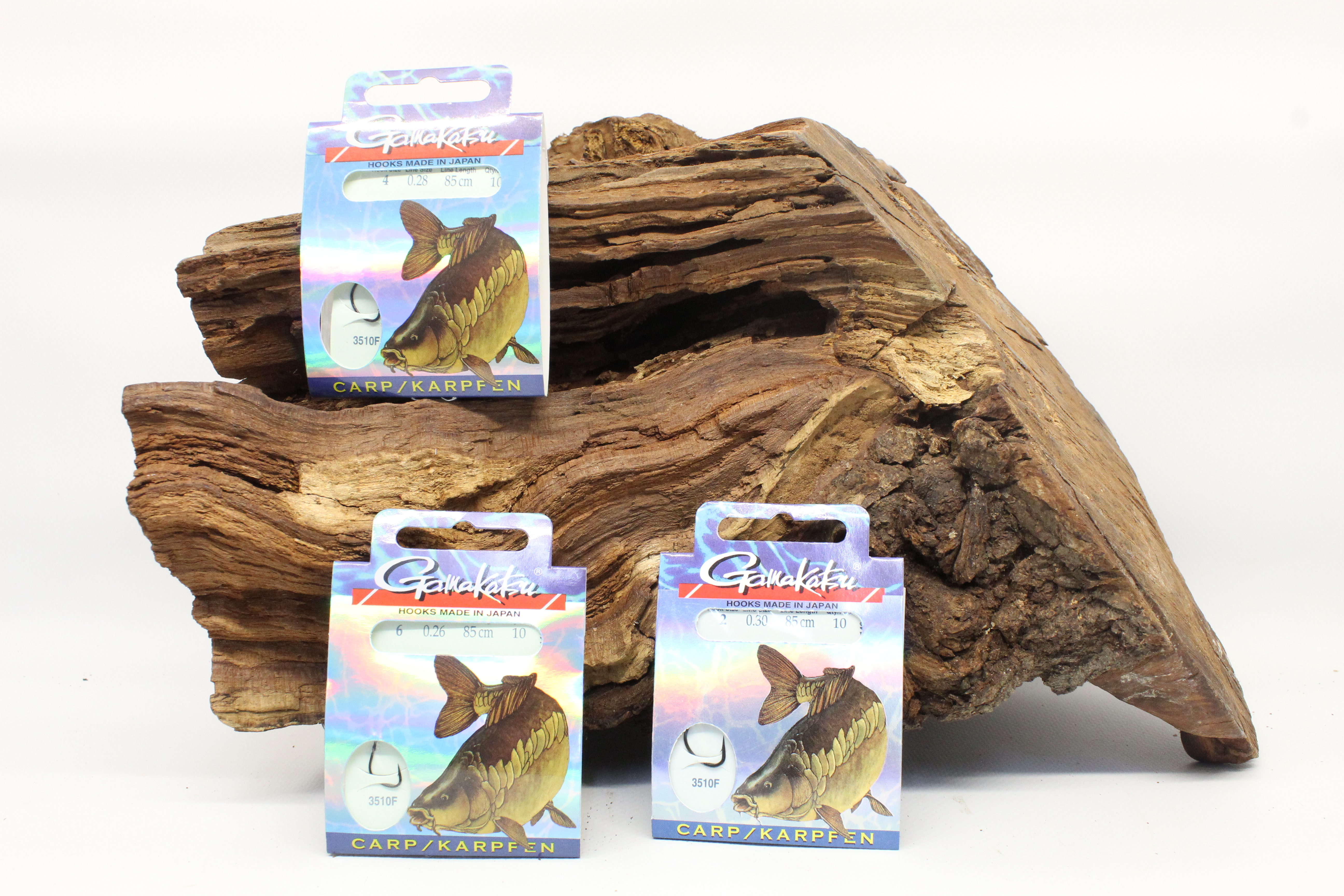 Gamakatsu 3510F Carp/Karpfenhaken Schwarz Gr. 2 4 6 8 Länge 85cm