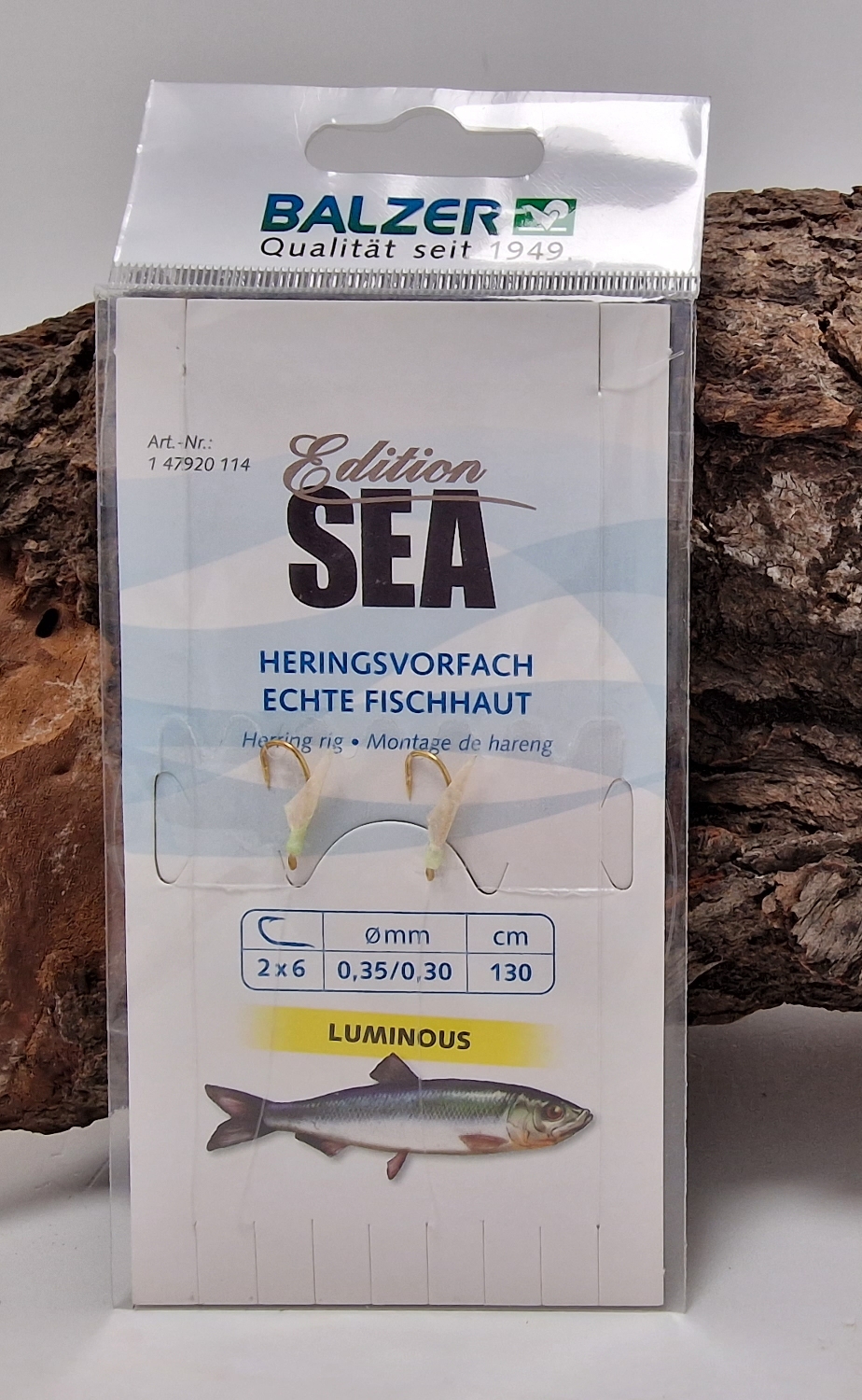 Balzer Heringssysystem echte Fischhaut mit 2 Haken luminous