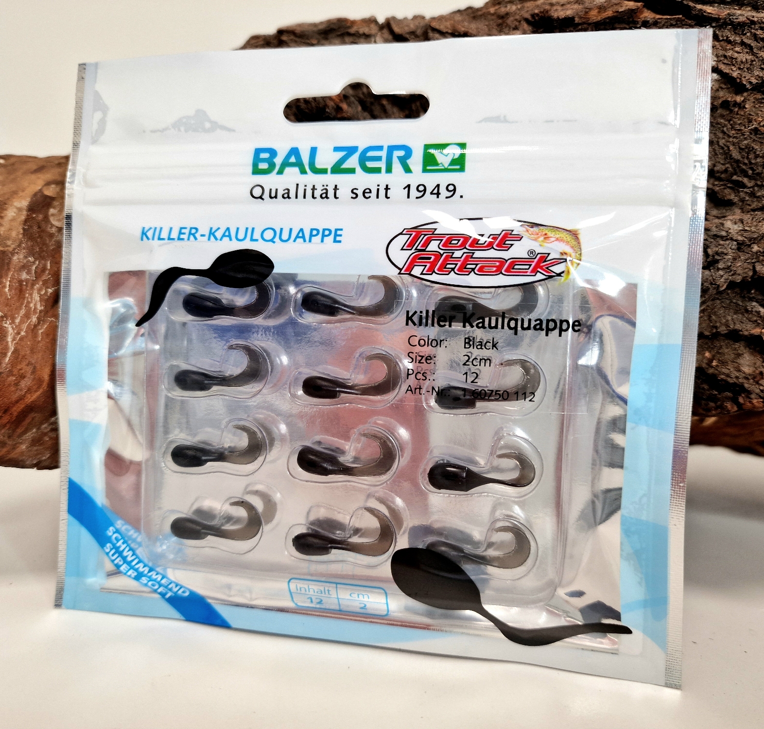 Balzer Trout Attack Killer Kaulquappe 2cm 12 Stück Schwarz Black ABVERKAUF