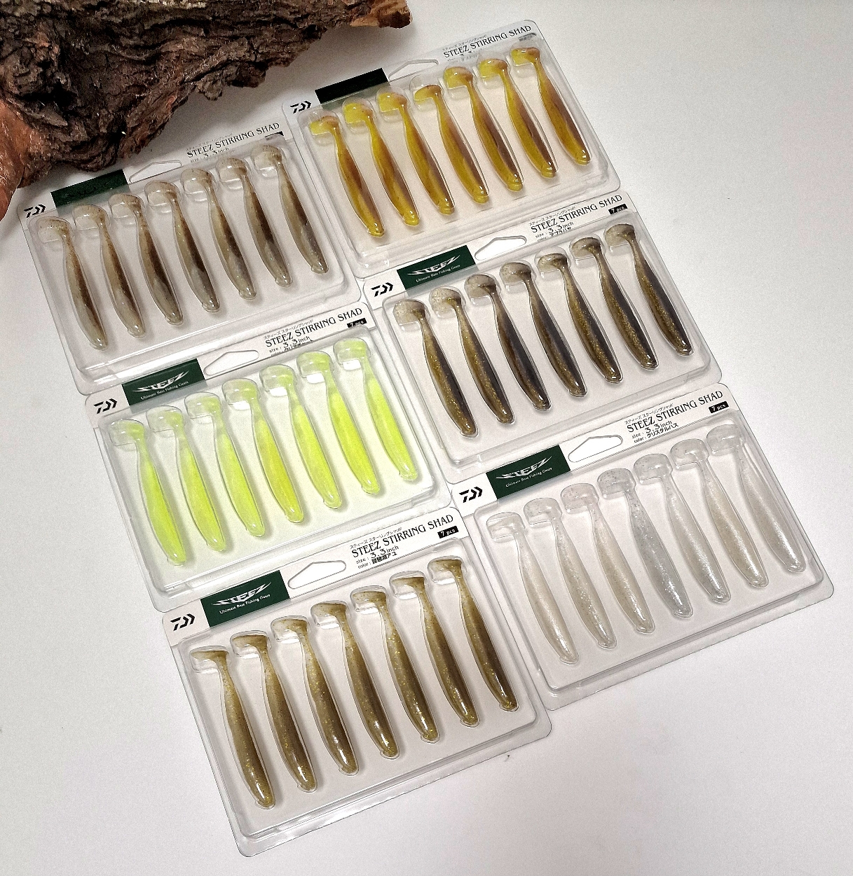 Daiwa Steez Stirring Shad 3.3inch 85mm 8,5cm 8g 7 Stück 6 Farben