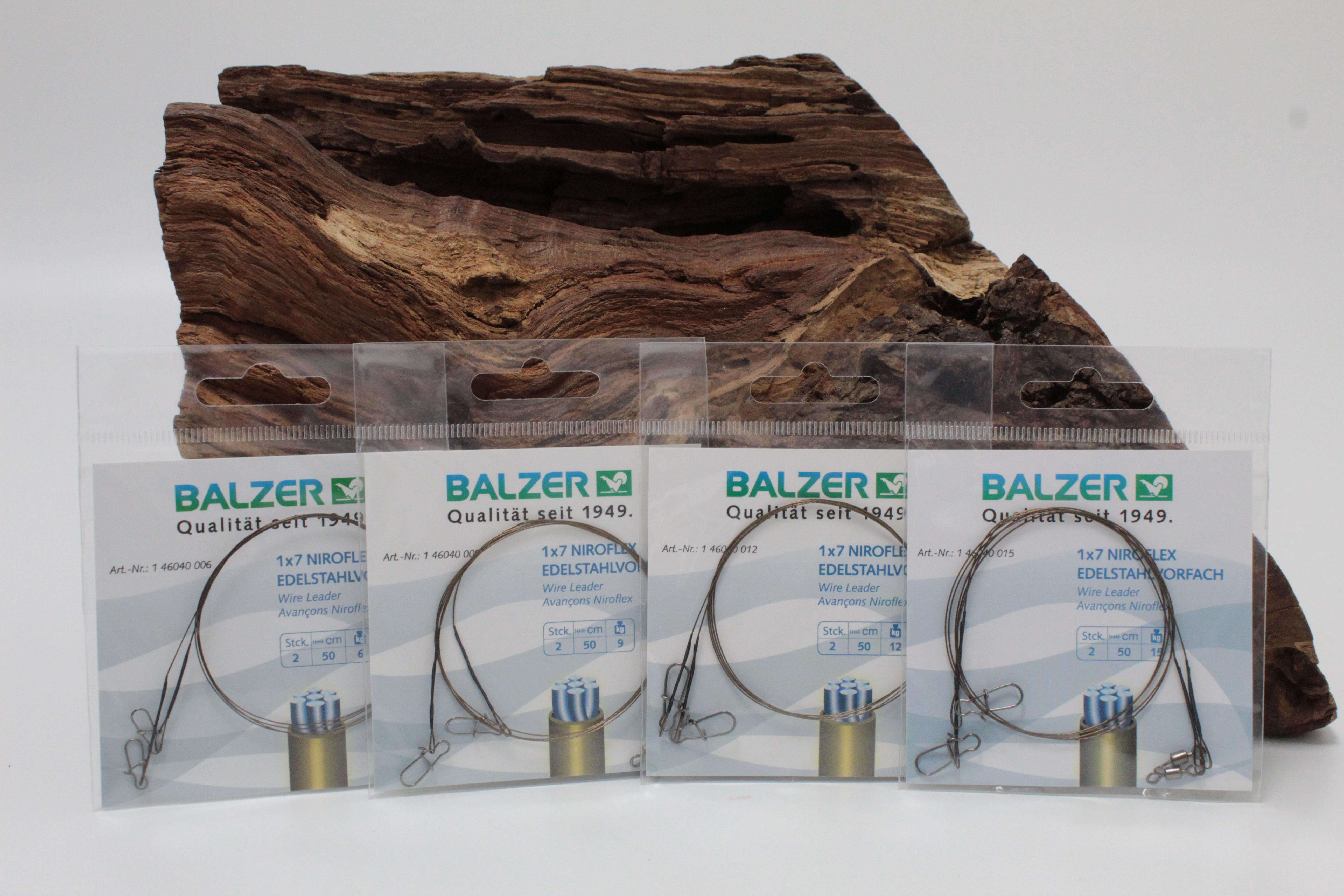 Balzer 1x7 Niroflex Vorfach Snap Wirbel 50cm 6kg 9kg 12kg 15kg