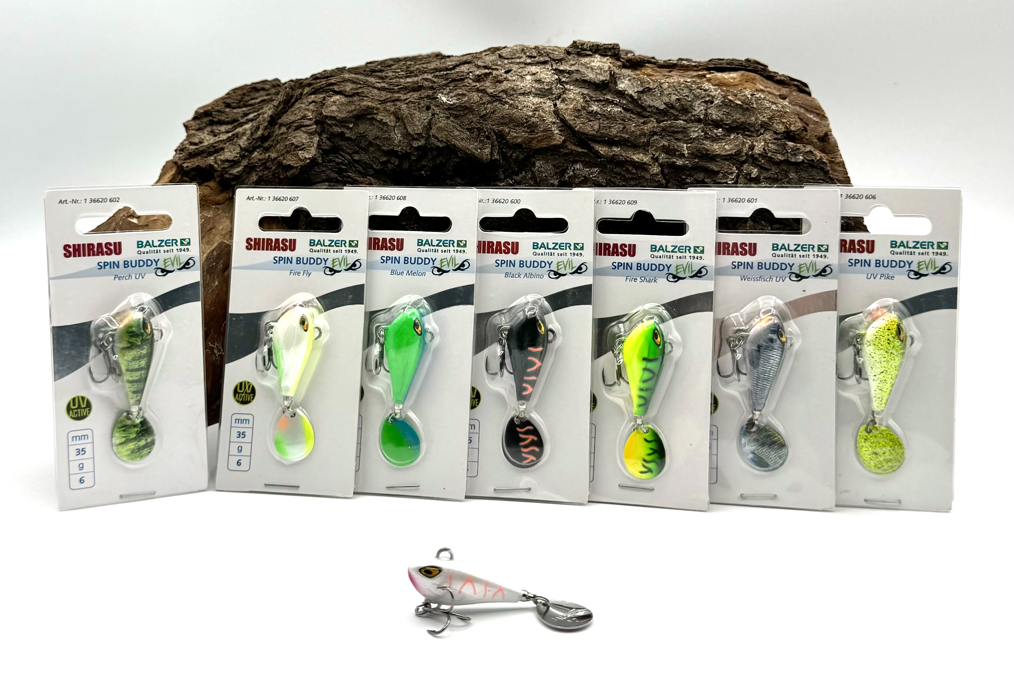Balzer Shirasu Spin Buddy Evil Eye light 6g 12g 9 Farben Albino Barsch Hecht