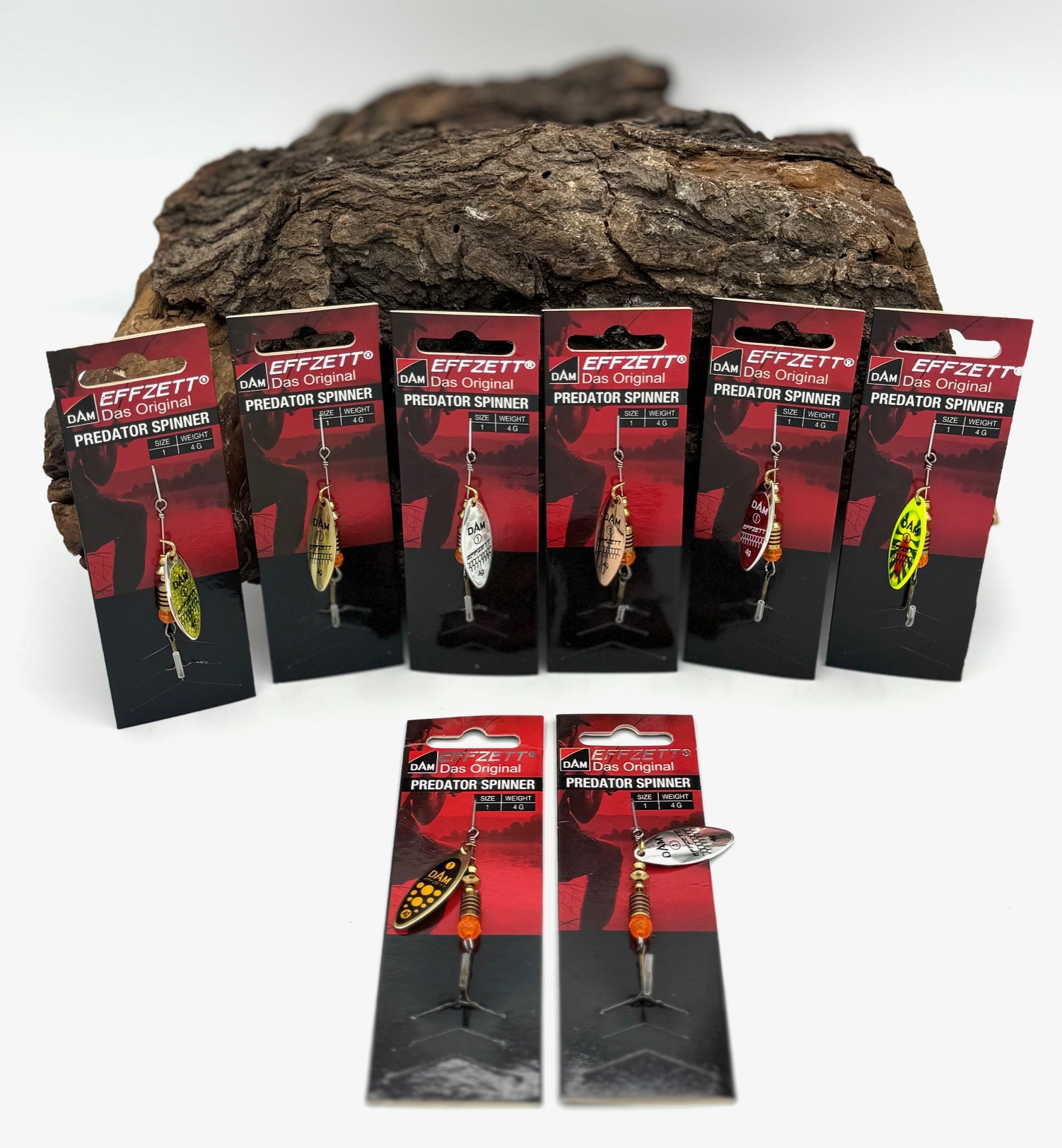 DAM Effzett Predator Spinner 4g 8 Farben Silber Gold Kupfer Reflex Fireshark Blacky Red
