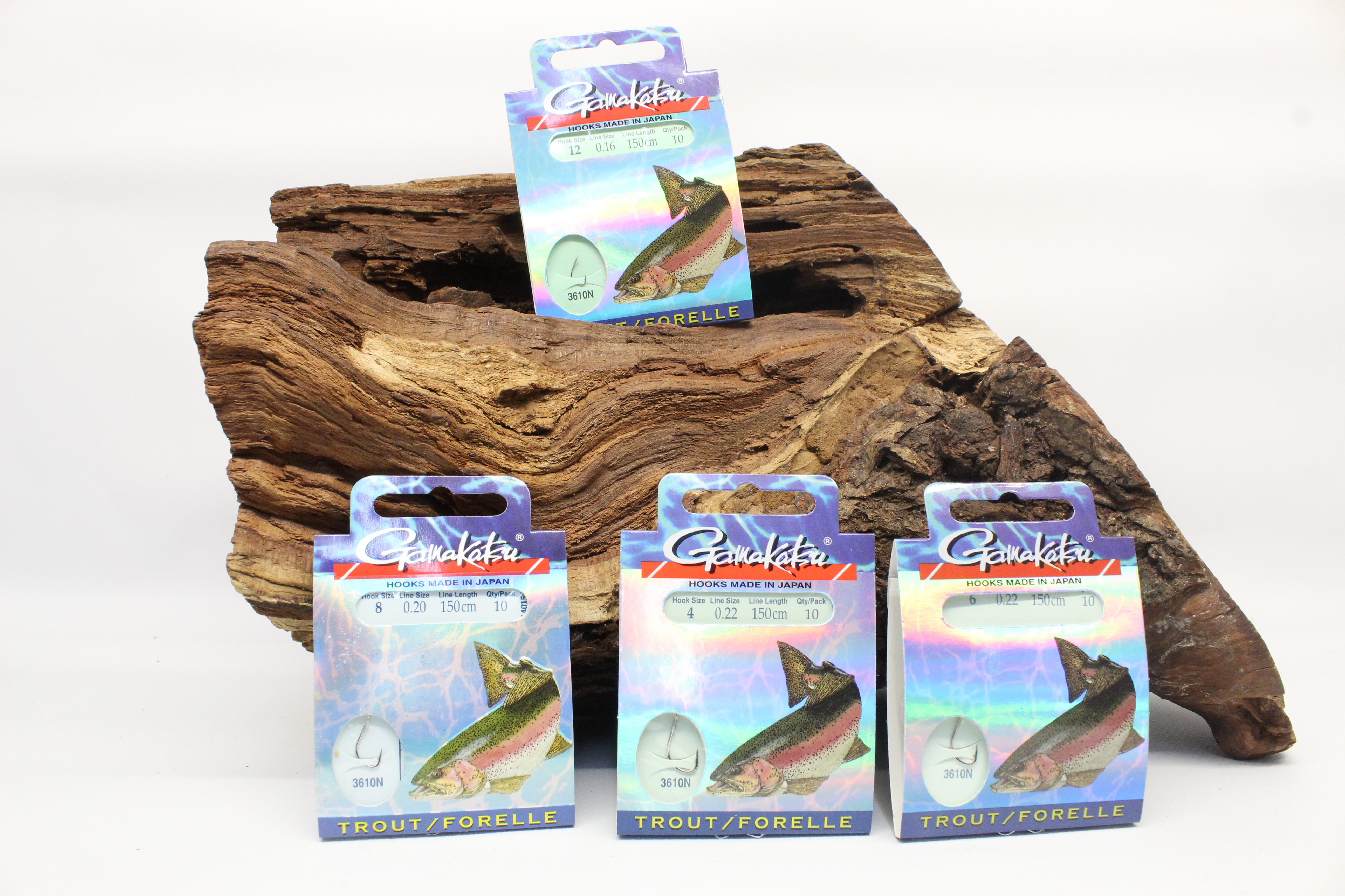 Gamakatsu 3610N Trout Forellenhaken Silber Gr.4 6 8 10 12 Länge 150cm