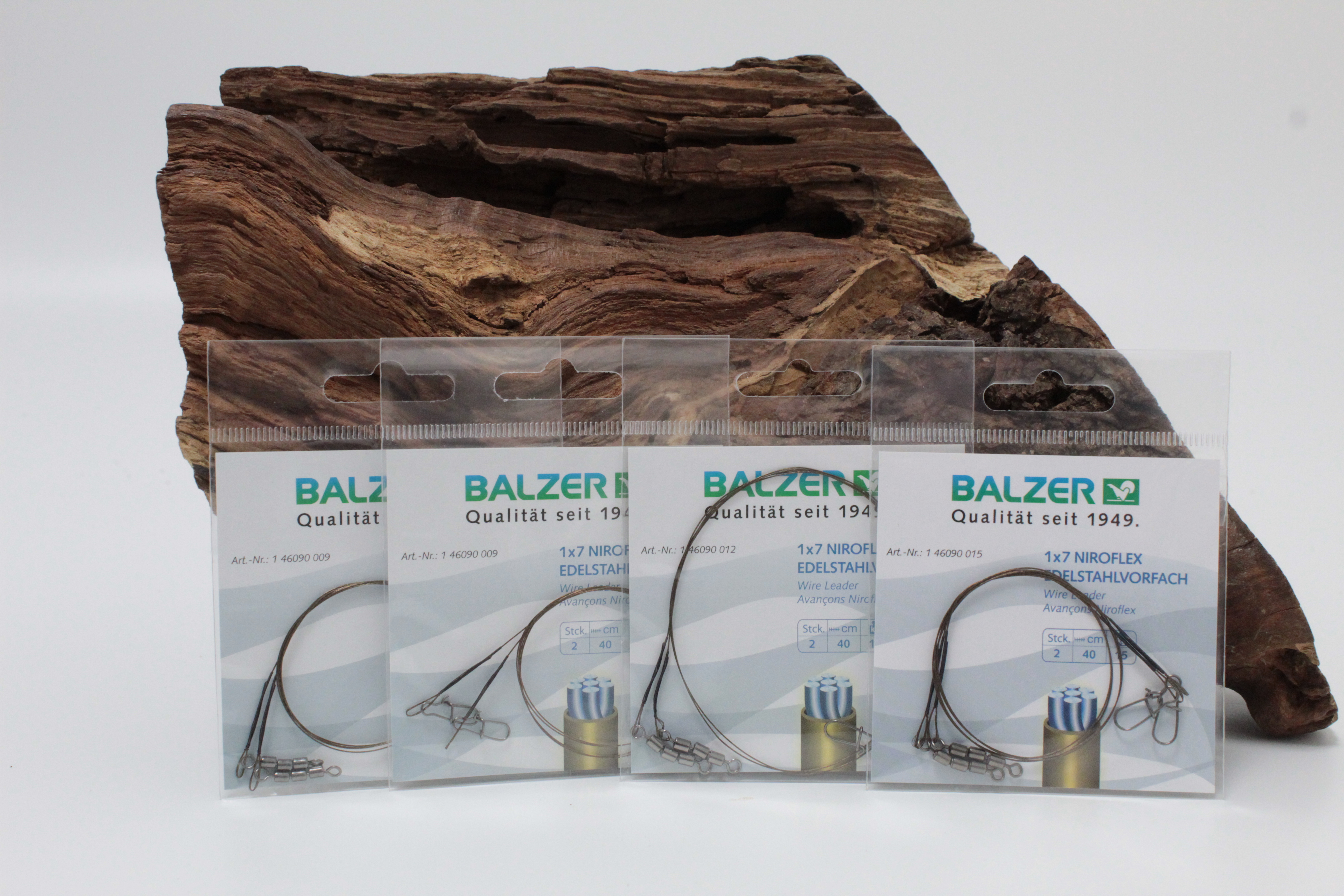 Balzer 1x7 Niroflex Vorfach Snap Dreifachwirbel 40cm 6kg 9kg 12kg 15kg