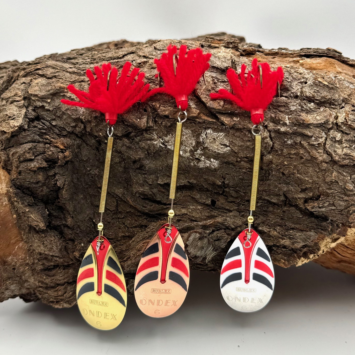 Rublex Ondex Spinner Gr. 6 VMC Drilling #1 mit Puschel 9g 3 Farben