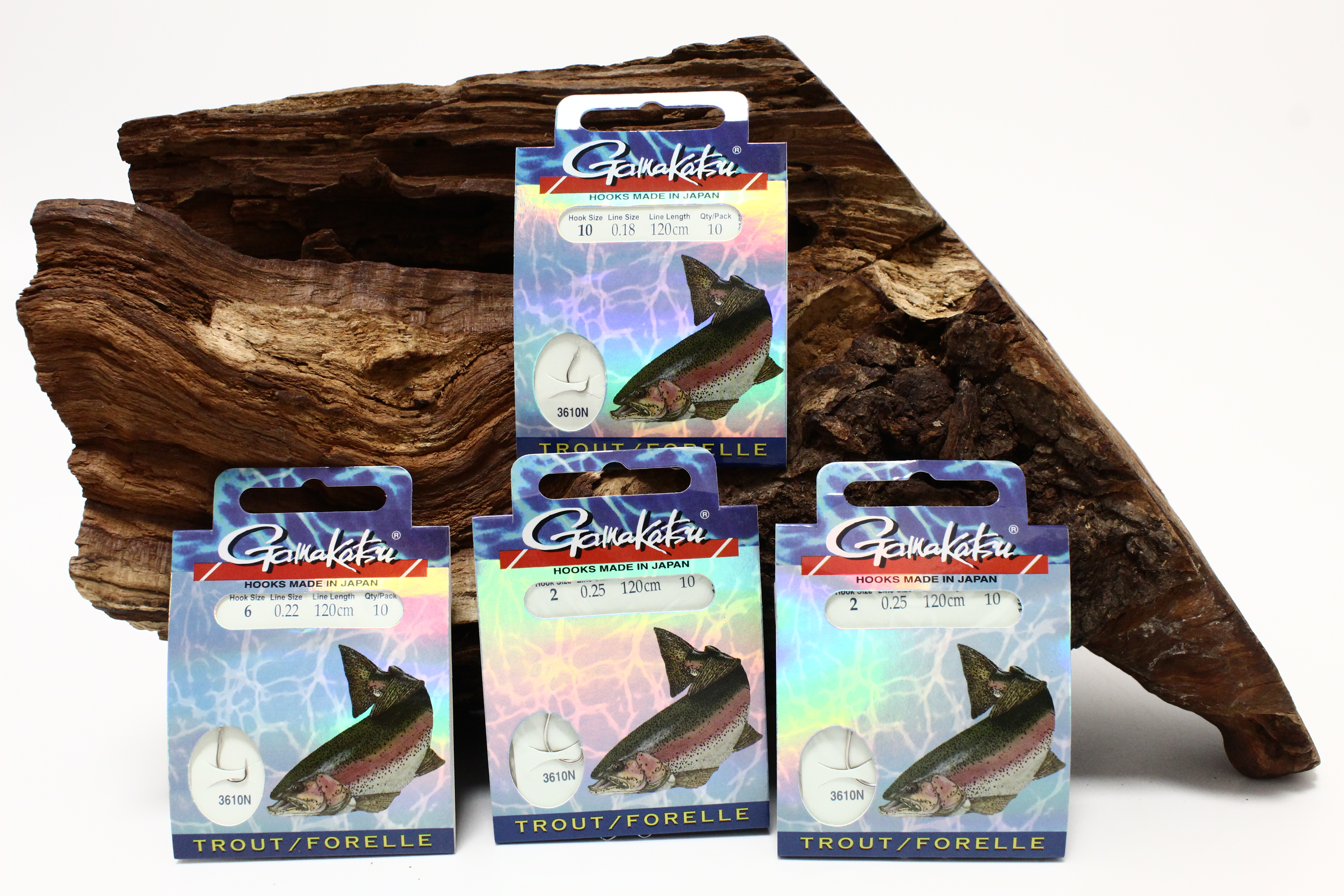 Gamakatsu 3610N Trout Forellenhaken Silber Gr. 2 4 6 8 10 12 Länge 120cm