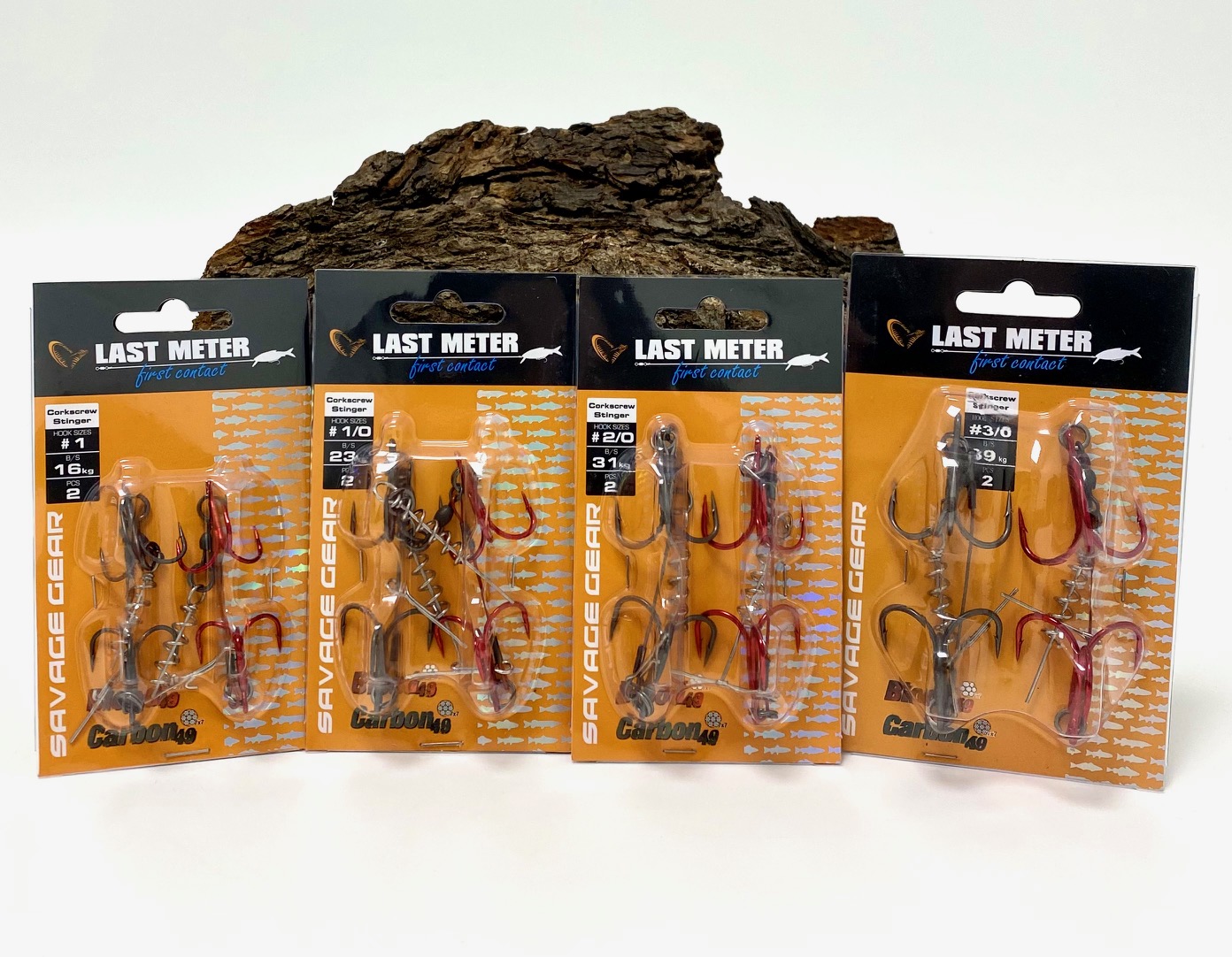 Savage Gear Carbon49 Corkscrew Stinger System Gr. 1 1/0 2/0 3/0 23kg 2 Stück ABVERKAUF