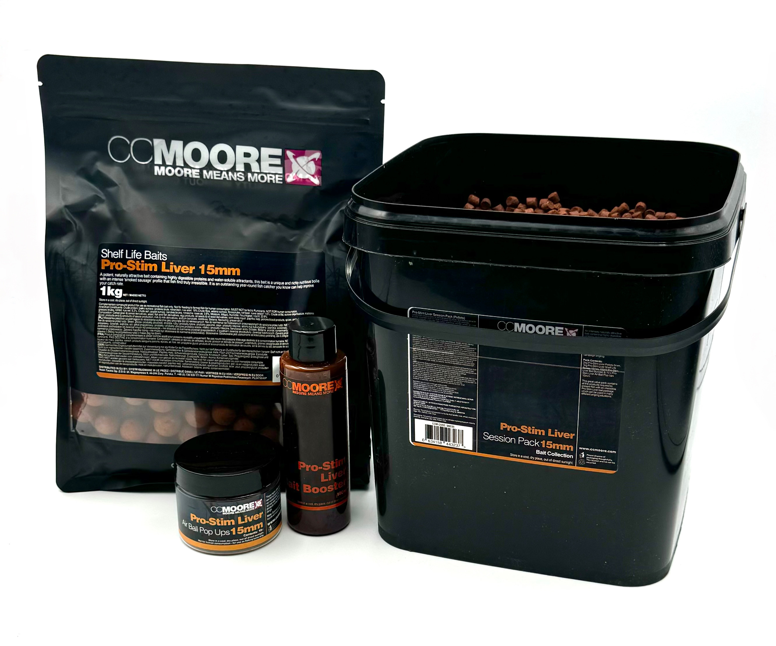 CCmoore Pro-Stim Liver Session Pack 15mm Boilies Pellets Booster Ball Pop Ups