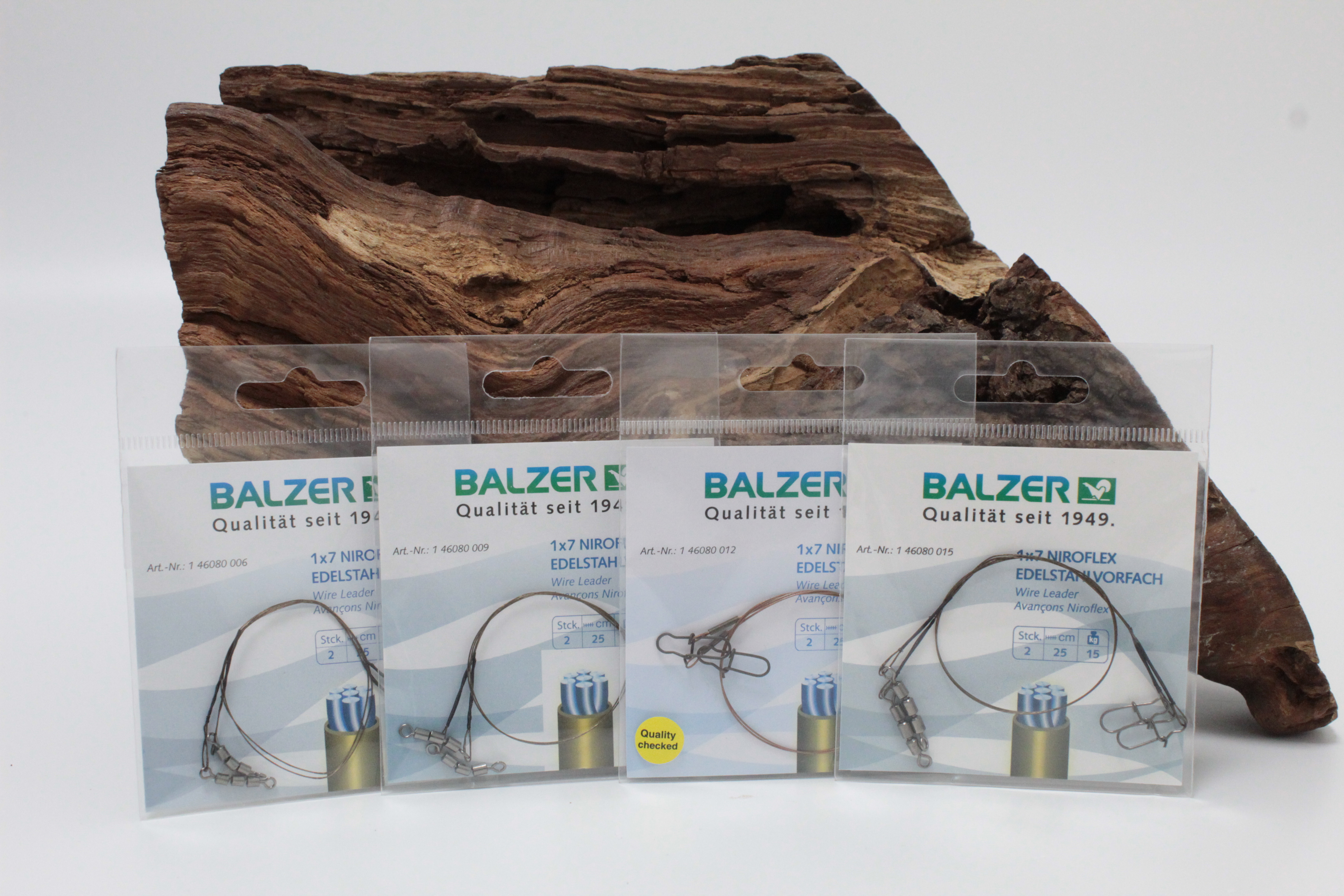 Balzer 1x7 Niroflex Vorfach Snap Dreifachwirbel 25cm 6kg 9kg 12kg 15kg